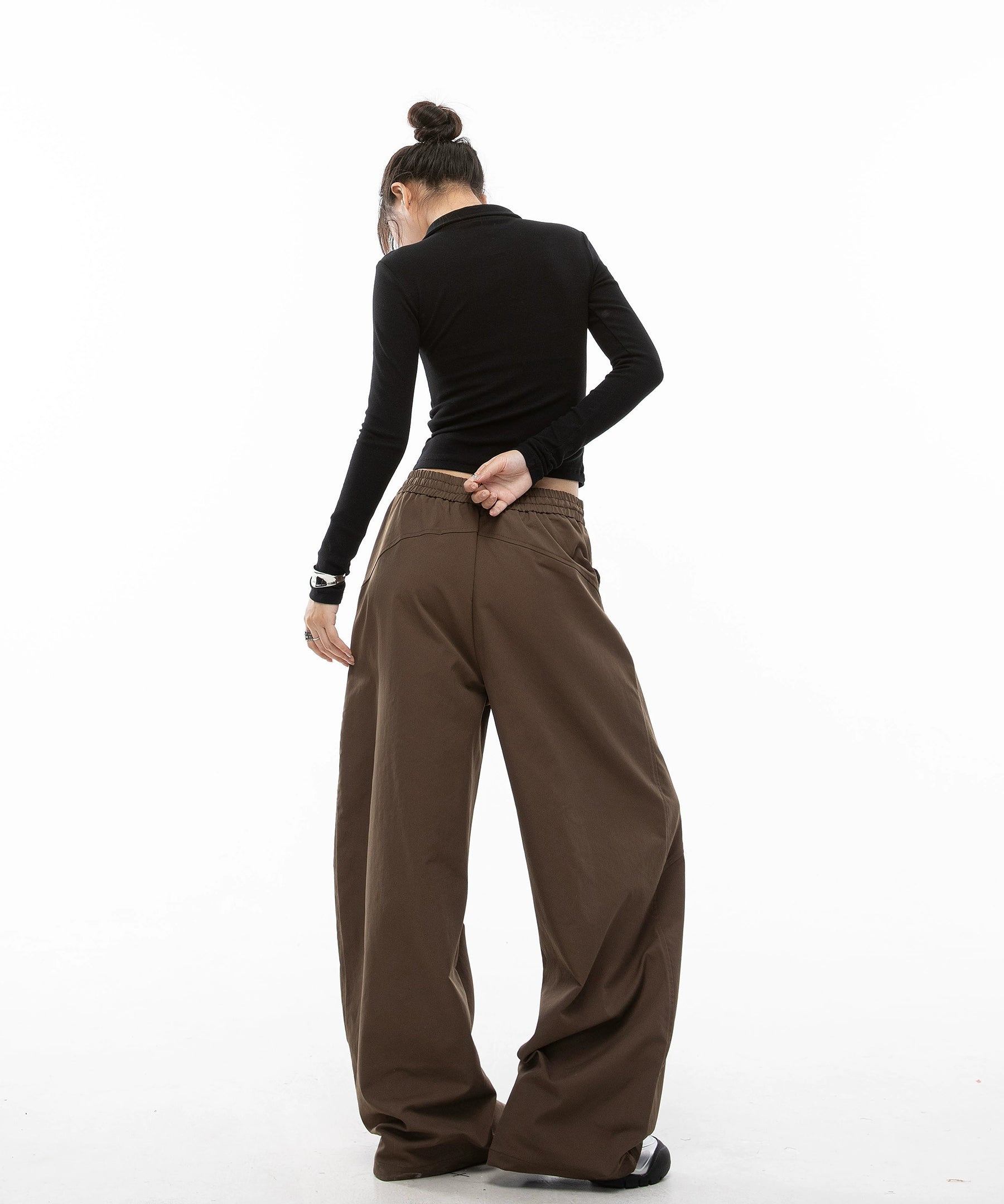 ICH MODE 美式复古弯刀休闲裤女宽松慵懒直筒裤子百搭阔腿运动裤