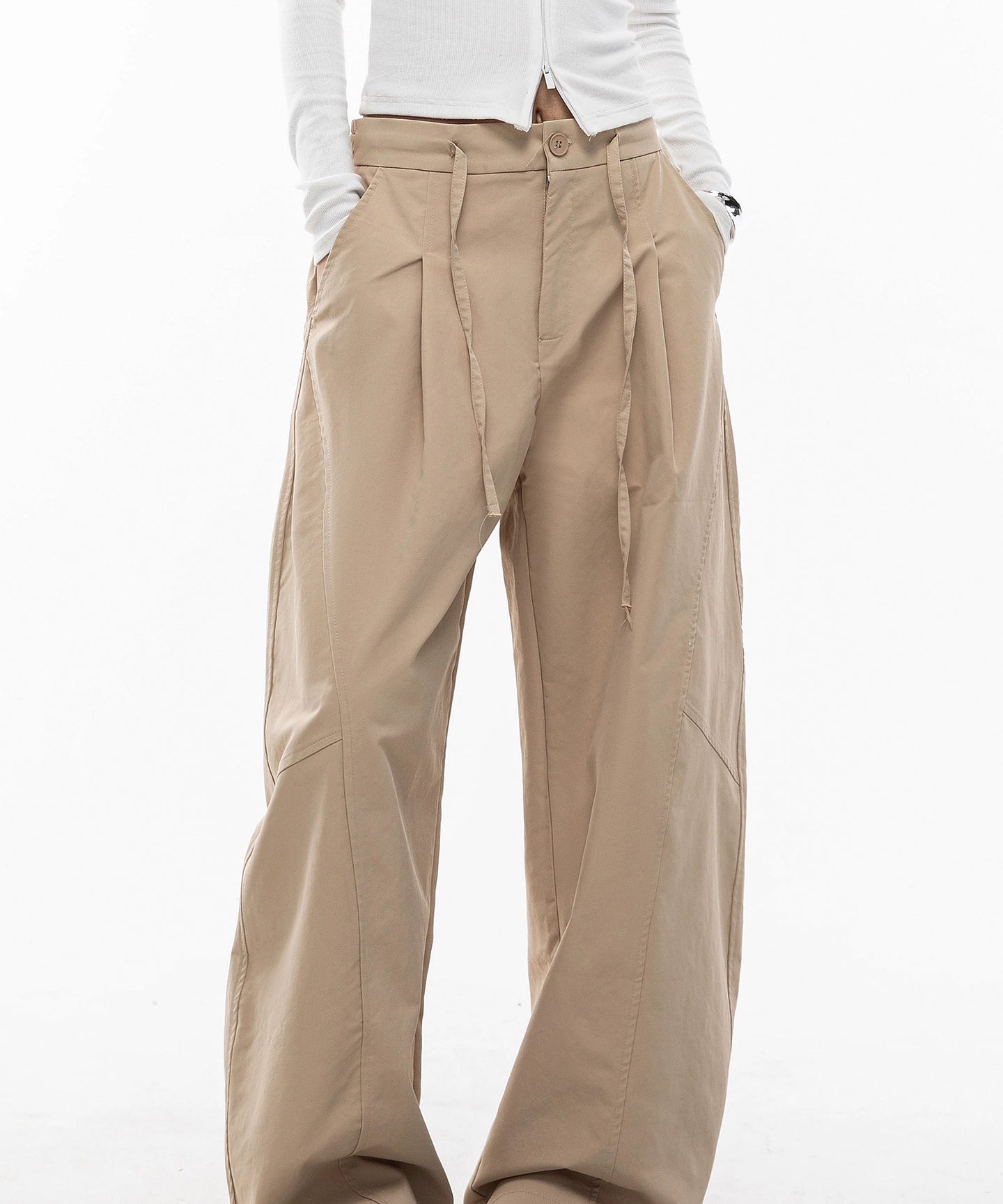 ICH MODE 美式复古弯刀休闲裤女宽松慵懒直筒裤子百搭阔腿运动裤