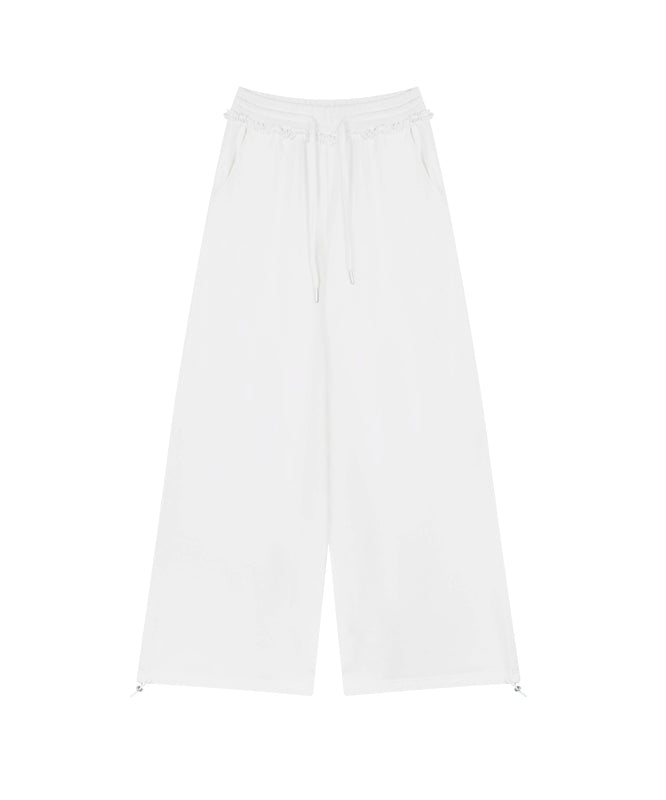 野生zero白黑灰色休闲裤女秋冬显瘦宽松慵懒风松弛感阔腿直筒裤子