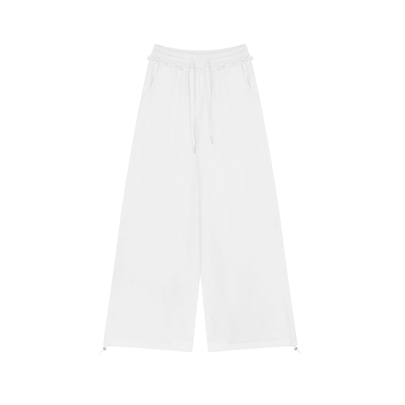 野生zero白黑灰色休闲裤女秋冬显瘦宽松慵懒风松弛感阔腿直筒裤子