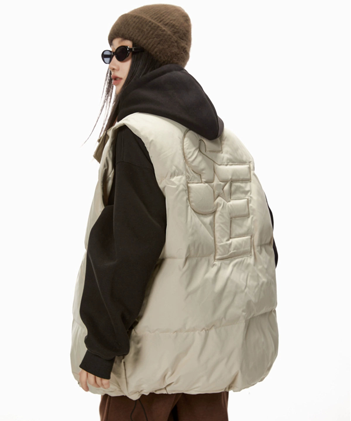 ICH MODE 美式复古棉马甲女秋冬季宽松夹棉外套棉服棉衣加厚背心