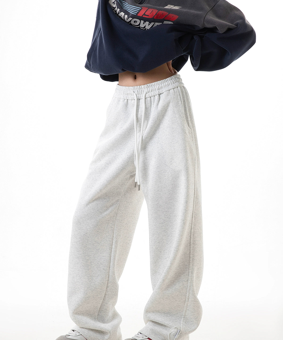 ICH MODE 美式复古休闲运动卫裤女秋冬国潮牌宽松垂感直筒休闲裤