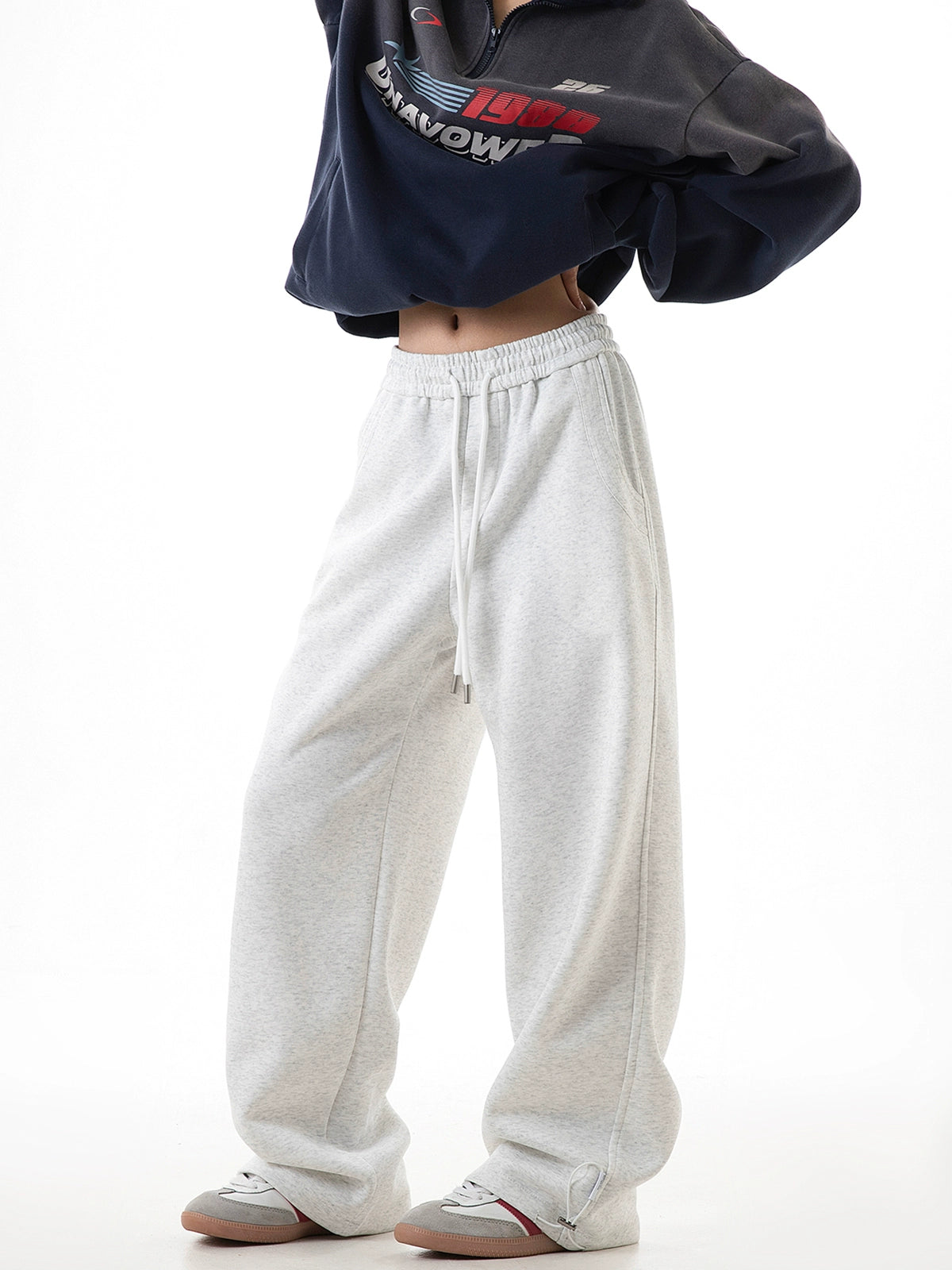 ICH MODE 美式复古休闲运动卫裤女秋冬国潮牌宽松垂感直筒休闲裤