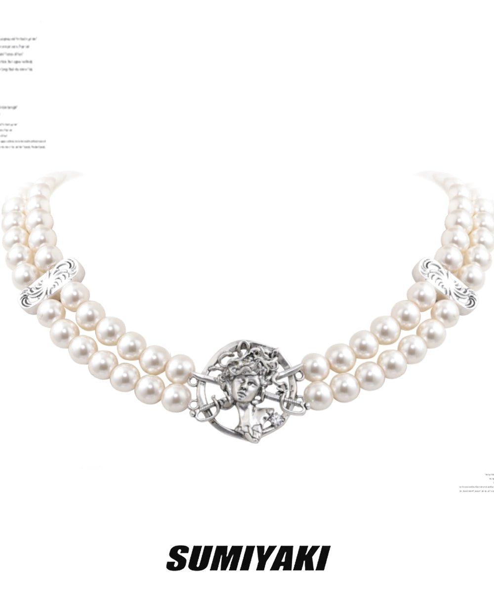 适合酷女孩 ! SUMIYAKI美式浪漫珍珠项链女复古做旧轻奢旧锁骨链