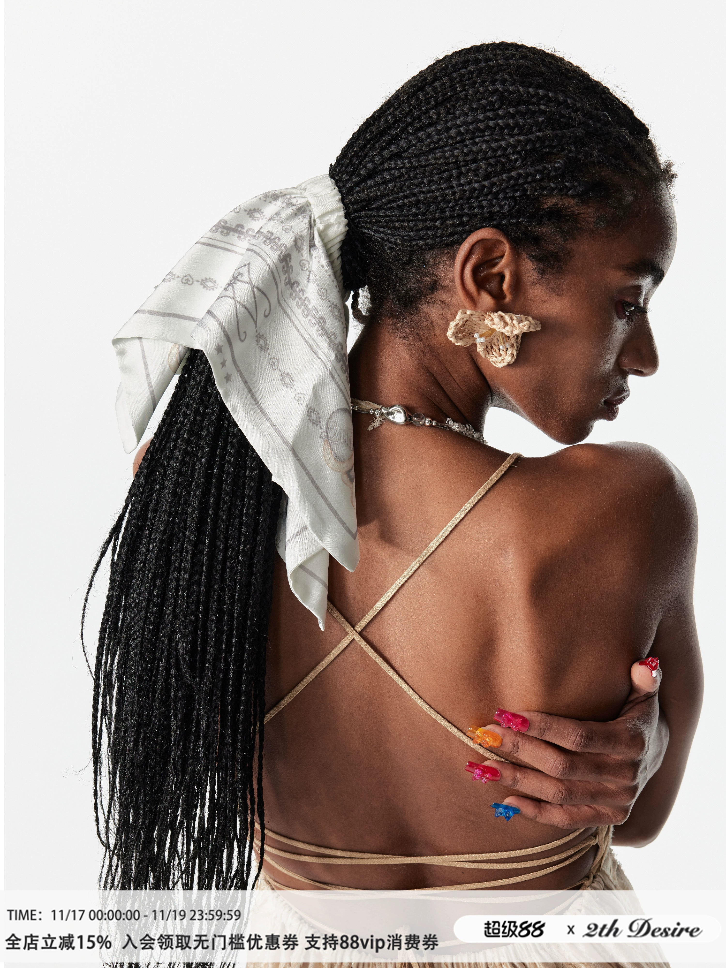 2th Desire复古原创蛇年费尔岛印花图案方巾式发带发圈大肠圈