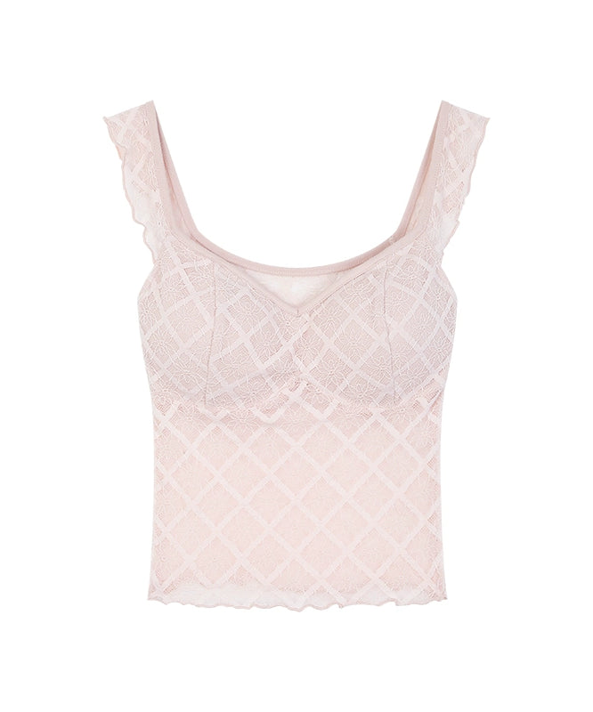 野生zero黑粉色蕾丝吊带胸垫背心女夏季外穿辣妹修身无袖短款上衣