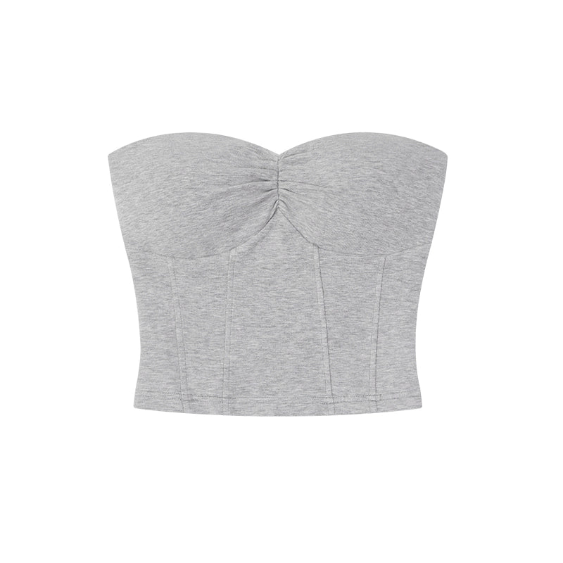 野生zero白黑红灰色无肩带针织抹胸带胸垫女外穿内搭修身辣妹上衣