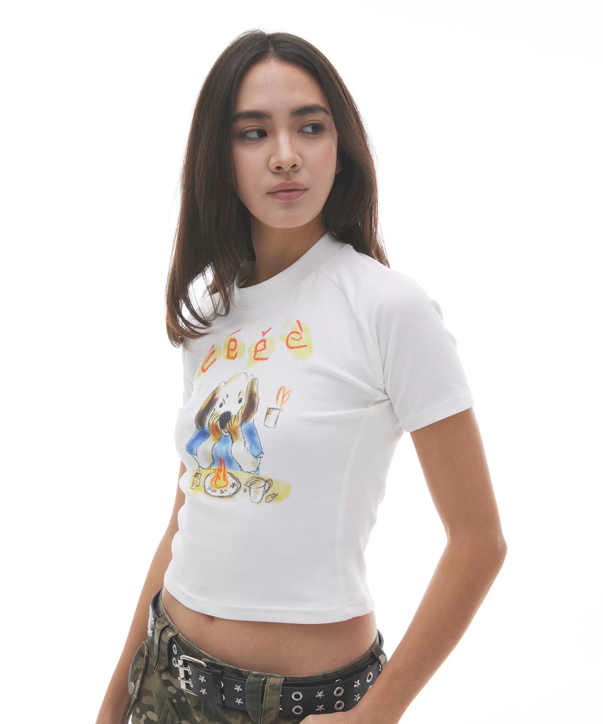 “生日快乐！”| eeee多巴胺风格手绘小狗短款T恤辣妹内搭短袖夏