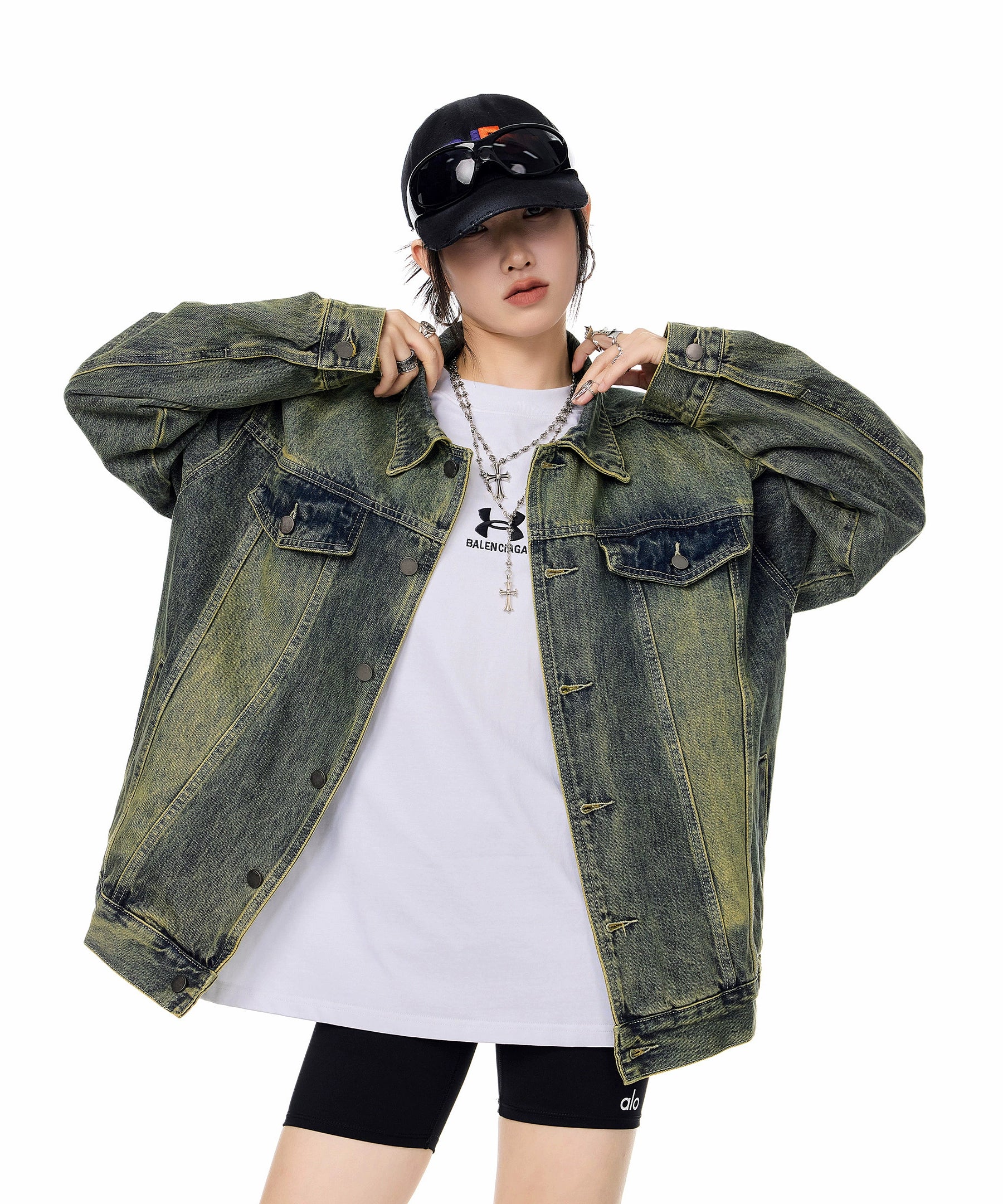 ICH MODE 美式复古工装牛仔外套女秋冬2025新款宽松休闲夹克上衣