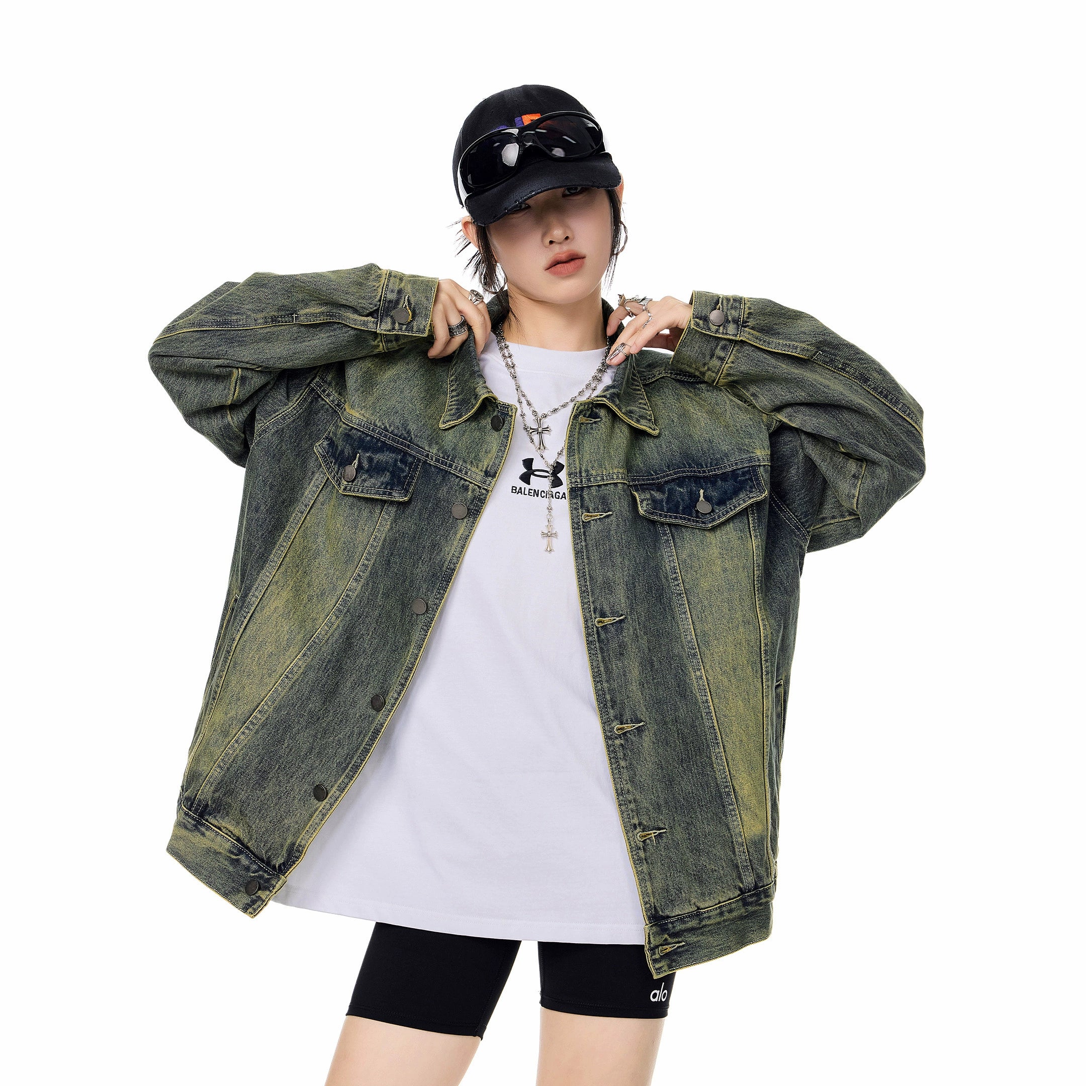 ICH MODE 美式复古工装牛仔外套女秋冬2025新款宽松休闲夹克上衣