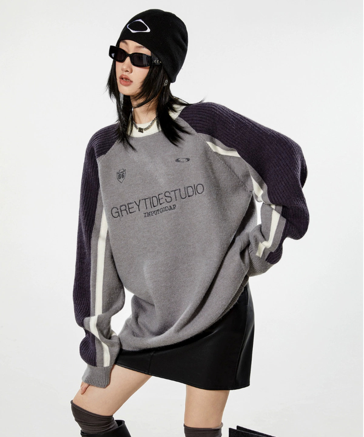 ICH MODE 美式复古套头毛衣女秋冬2025新款慵懒风针织衫外套上衣