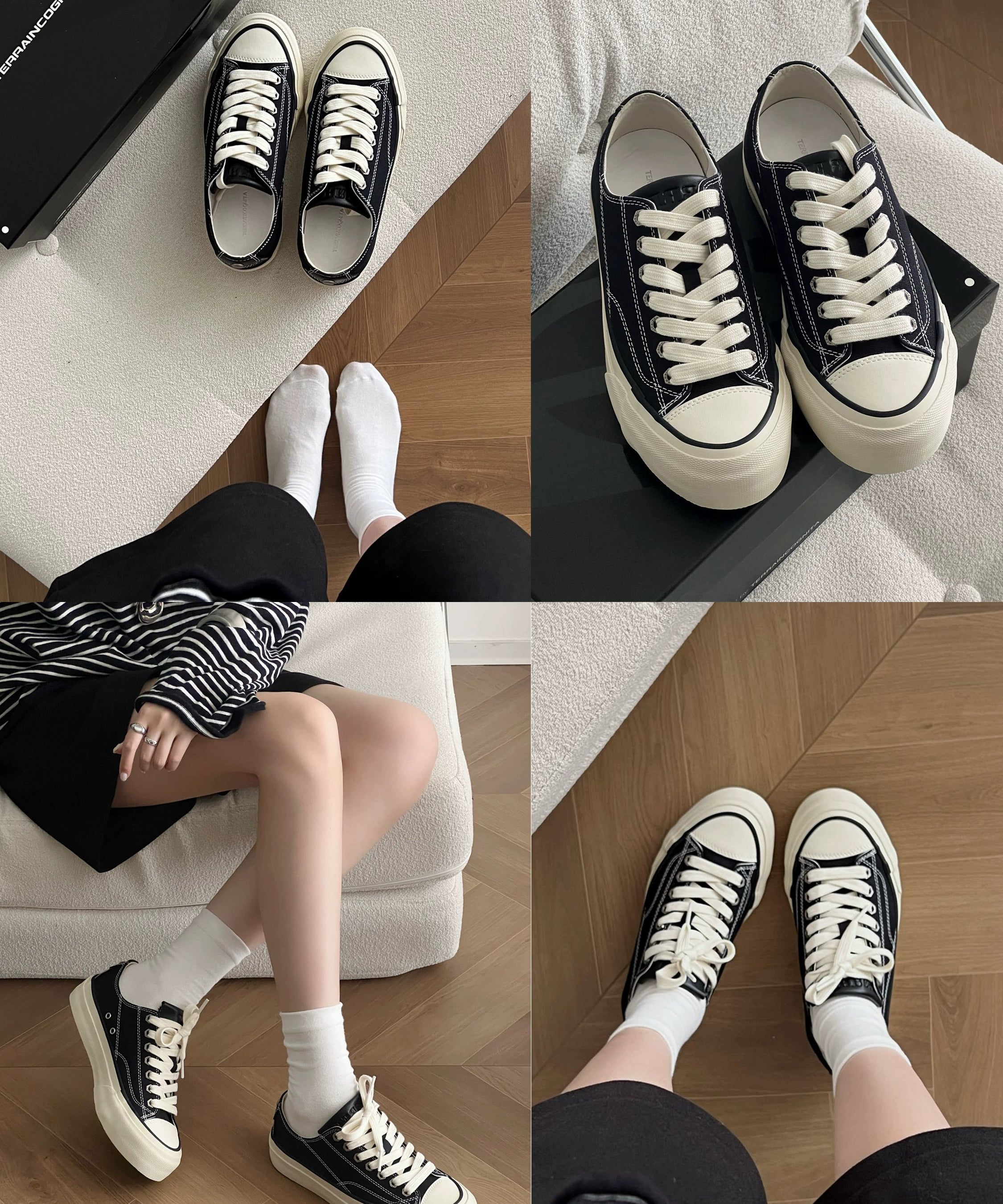 紫标牛皮拼接硫化低帮帆布板鞋休闲通勤厚底增高TERRAINCOGNITA