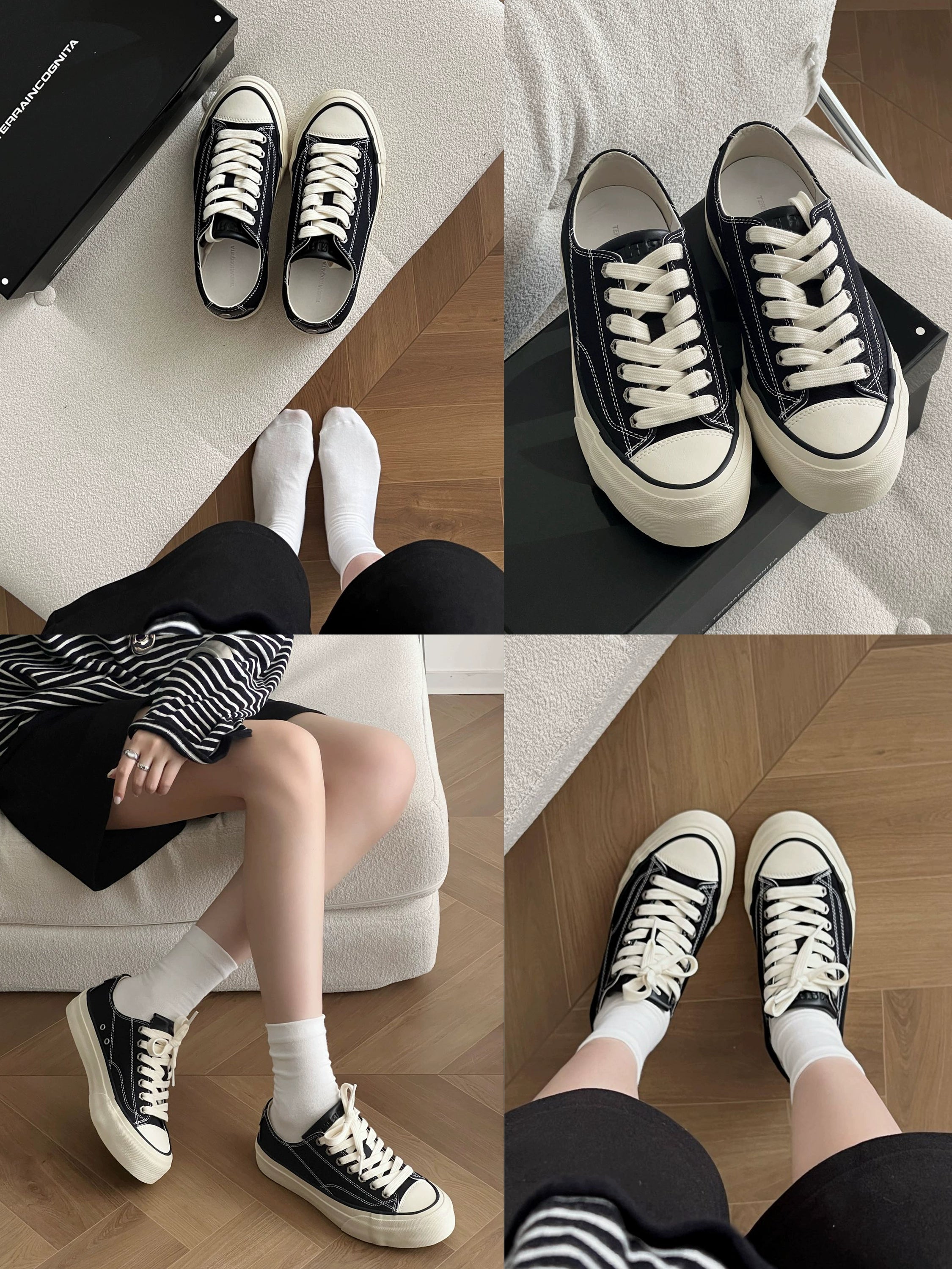 紫标牛皮拼接硫化低帮帆布板鞋休闲通勤厚底增高TERRAINCOGNITA