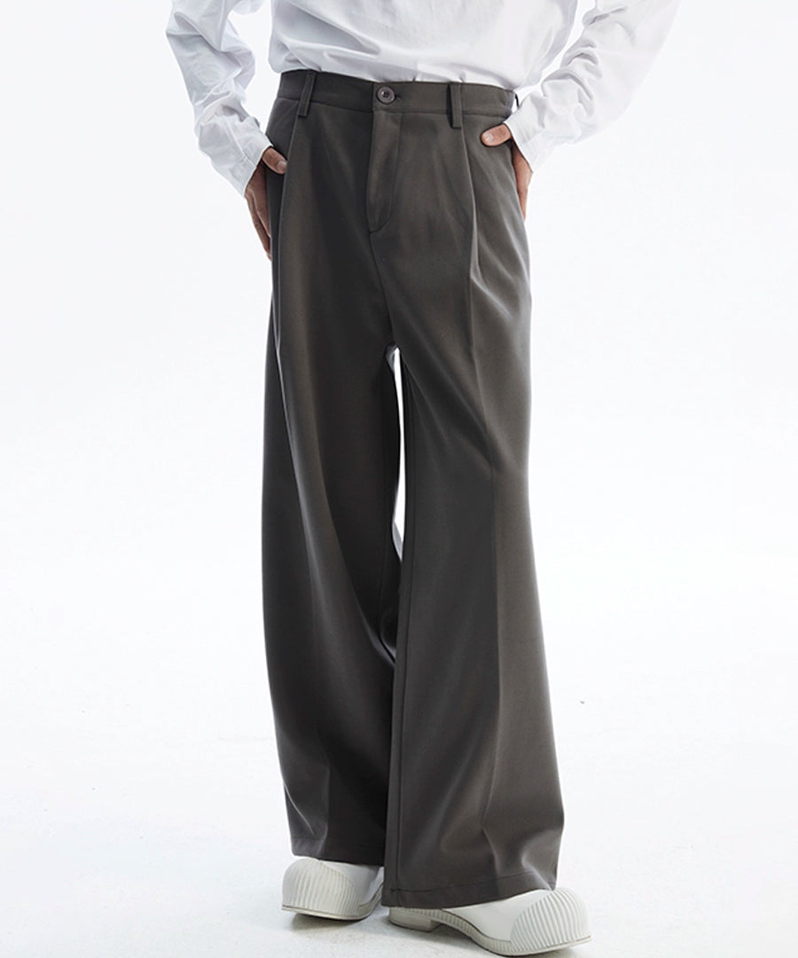 潮WOO专属TERRAINCOGNITA宽松绒感毛呢西裤百搭垂感长裤阔腿裤男