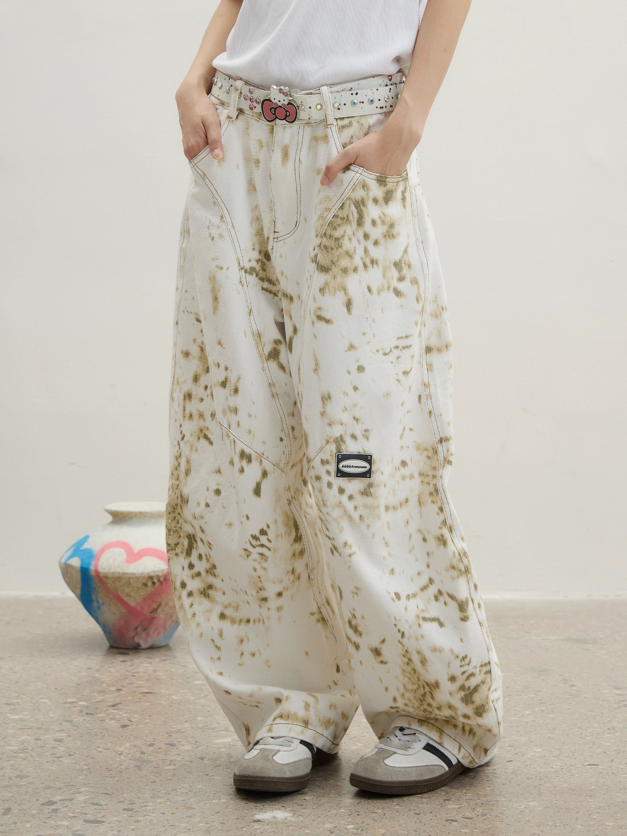 “观兽”| eeee小众设计感雪豹工装裤斑驳豹纹潮流长裤阔腿休闲裤