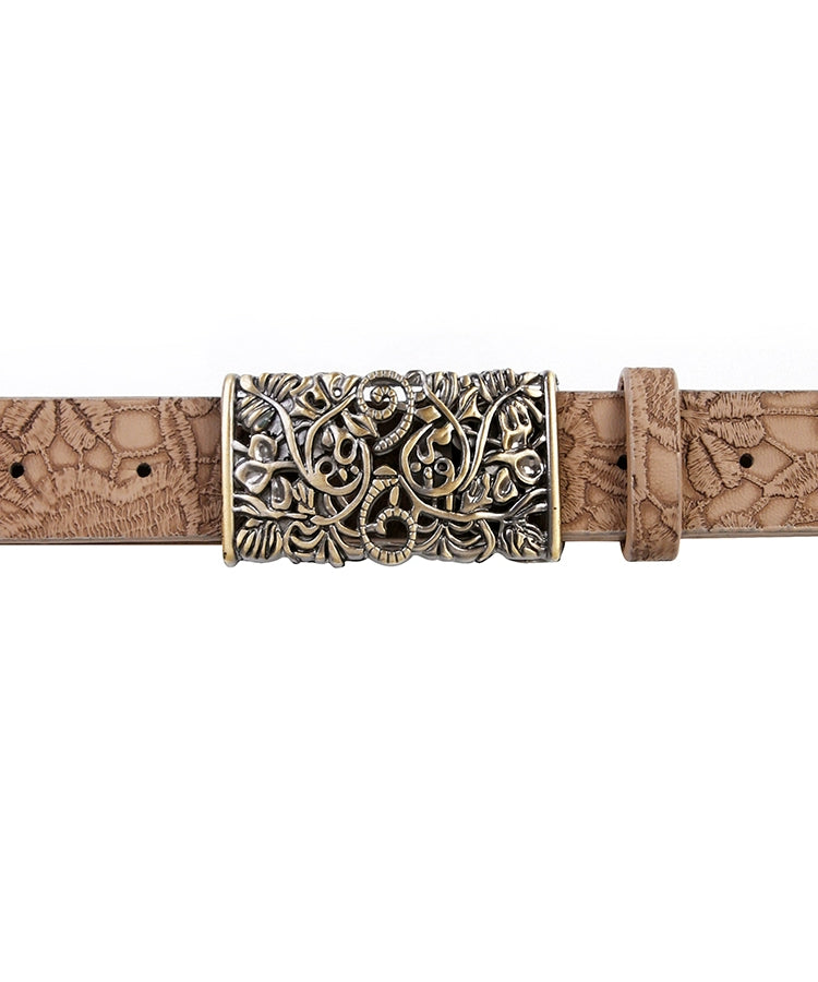 野生zerocircle复古棕色皮带女免打孔高级设计感小众装饰细腰裤带