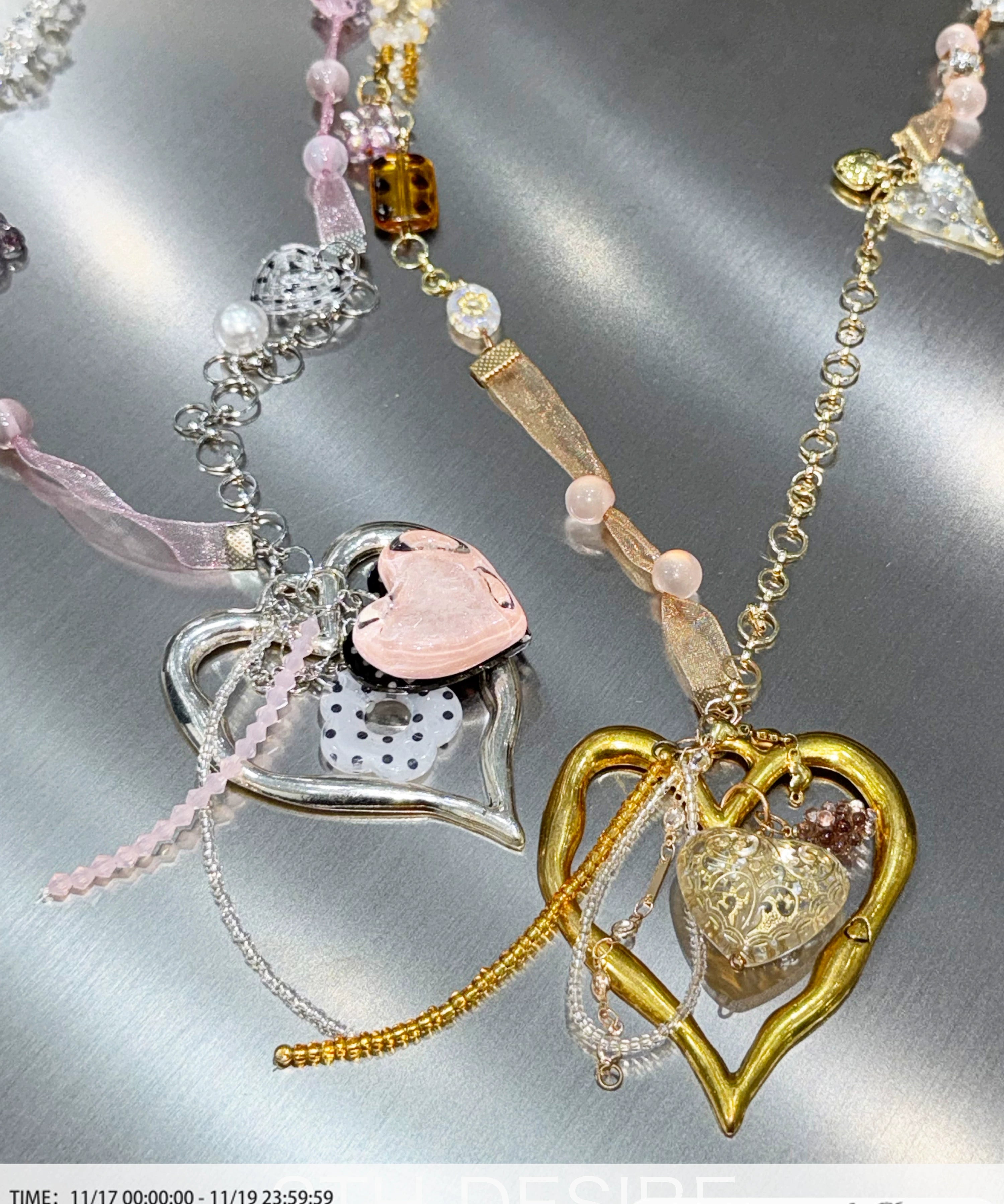 2th Desire手工丝带拼接彩珠爱心波点花朵五金度假感项链锁骨链