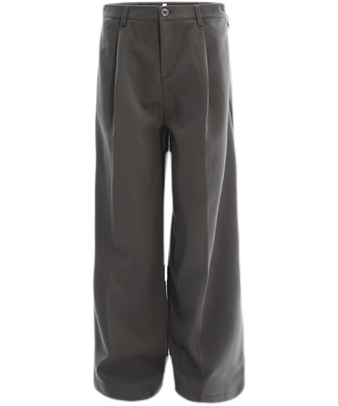 潮WOO专属TERRAINCOGNITA宽松绒感毛呢西裤百搭垂感长裤阔腿裤男