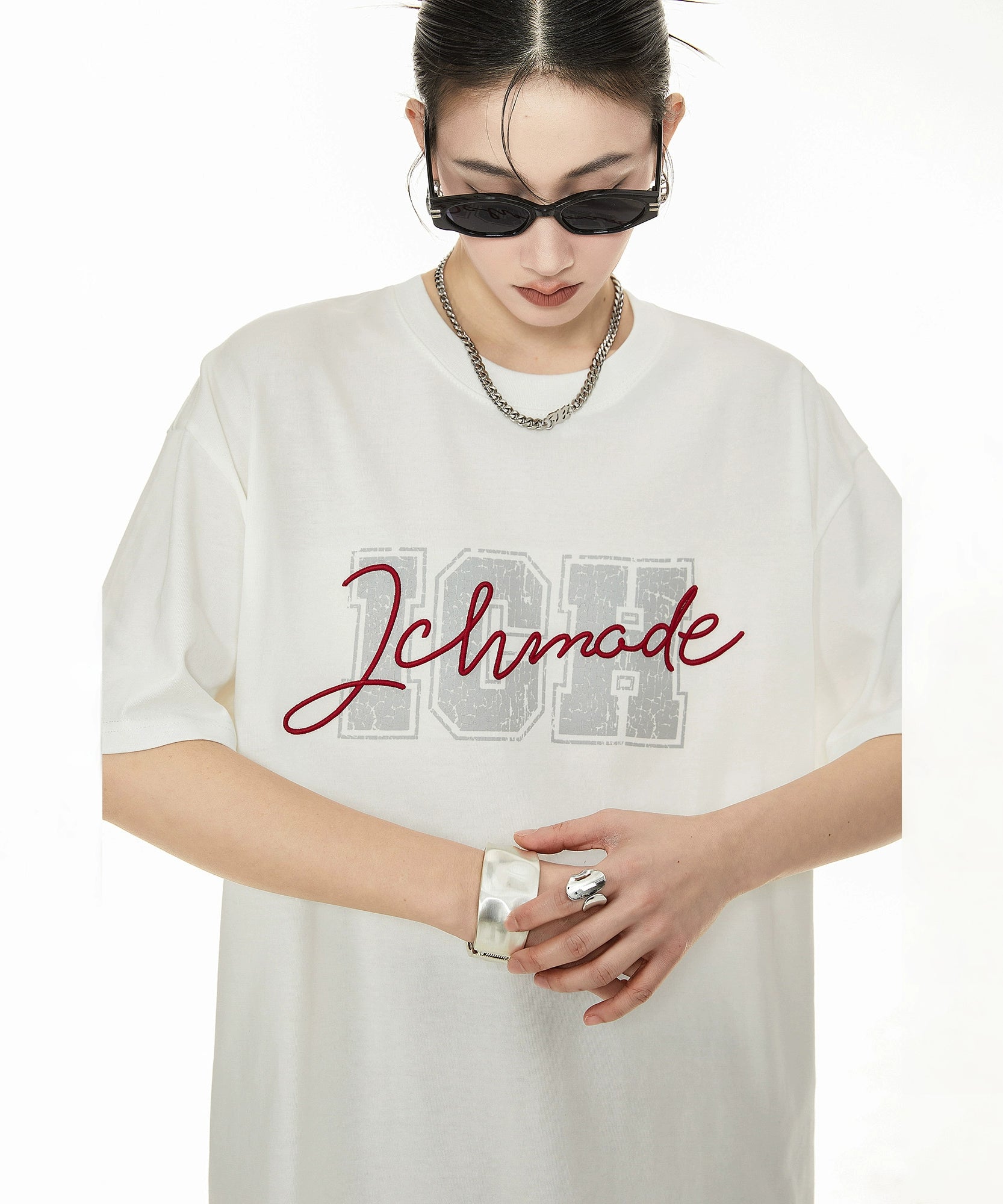 ICH MODE 美式复古白色短袖t恤女2025夏季新款宽松慵懒风半袖上衣