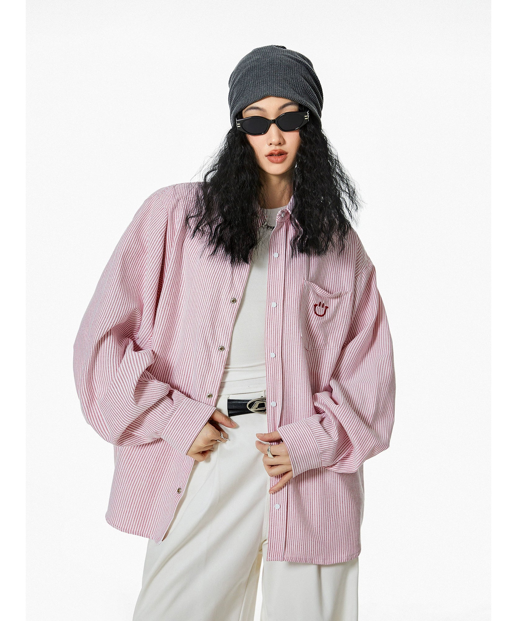 ICH MODE 美式复古条纹衬衫女秋2025新款宽松流行衬衣外套上衣