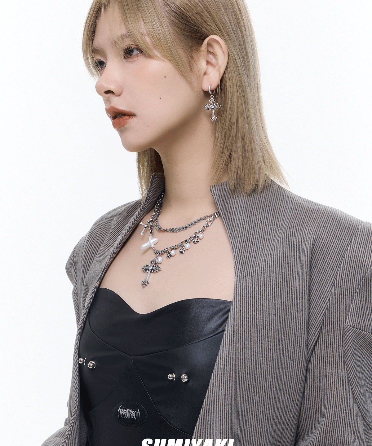 珍珠做成的十字架！SUMIYAKI哑银十字架项链女