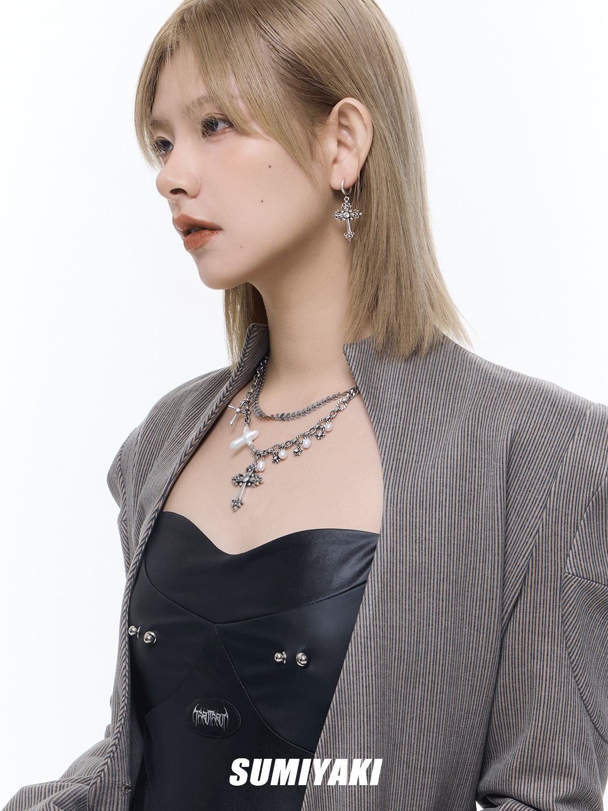 珍珠做成的十字架！SUMIYAKI哑银十字架项链女