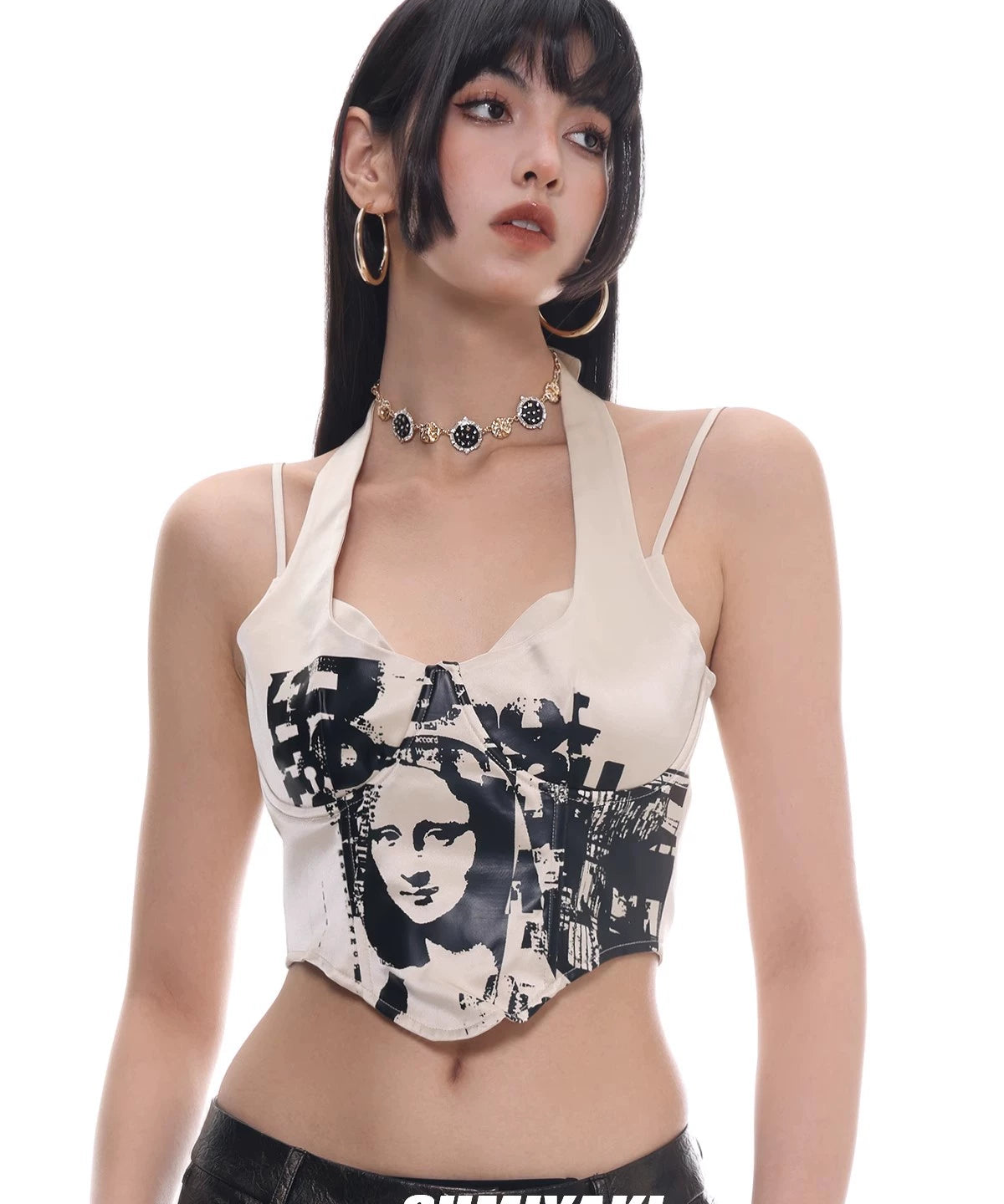 复古金属感！SUMIYAKI高级黑金蝴蝶纽扣圆盘项链女小众轻奢锁骨链