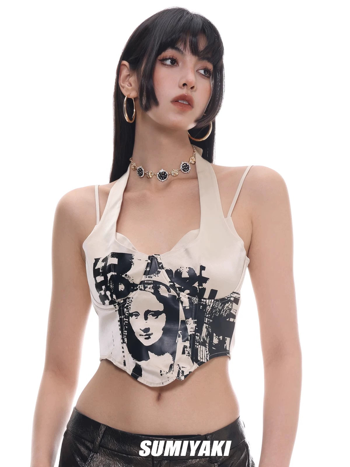 复古金属感！SUMIYAKI高级黑金蝴蝶纽扣圆盘项链女小众轻奢锁骨链