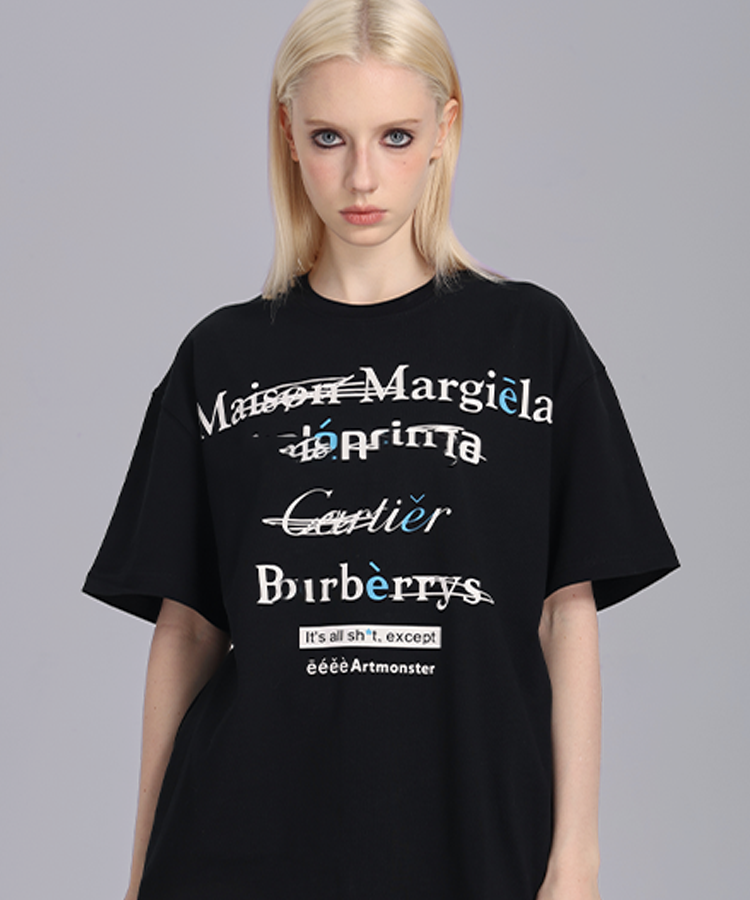 eeeeArtmonster创意"恶搞"标语美式高街ins圆领短袖T恤男女夏季潮