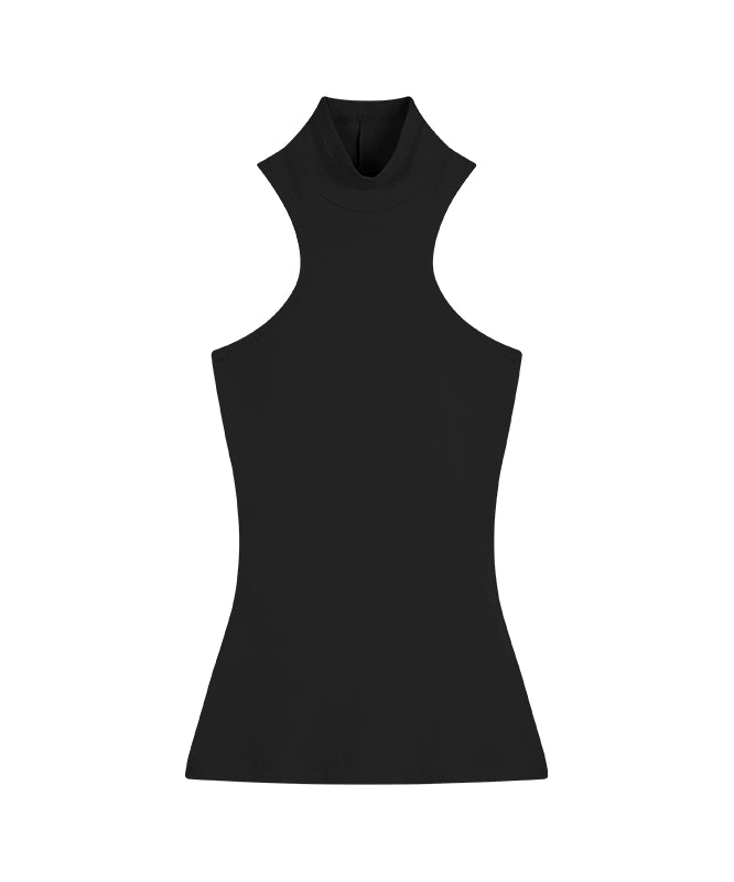 野生zero黑灰白色针织高领工字背心内搭女夏外穿修身辣妹无袖上衣