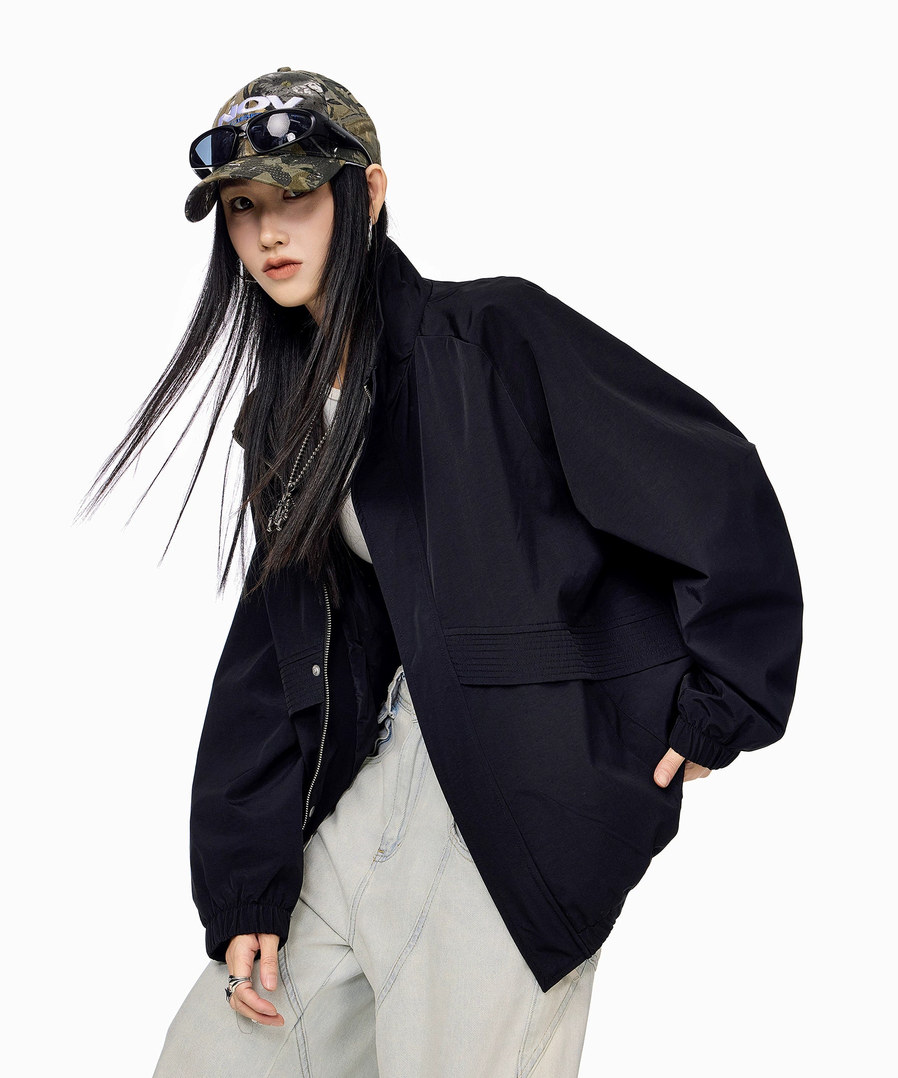 ICH MODE 美式复古工装外套女秋冬季飞行员夹克宽松上衣2025新款