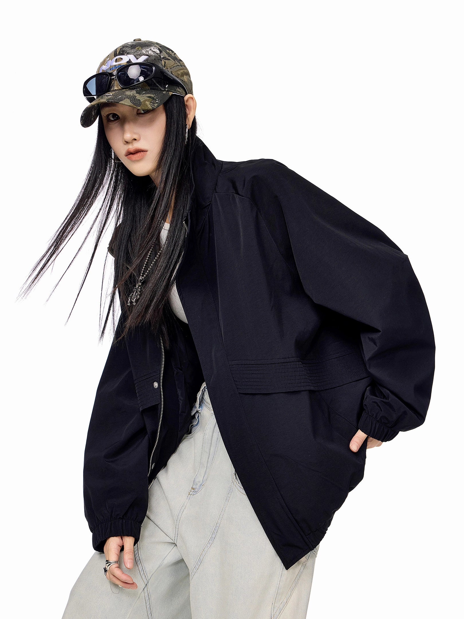 ICH MODE 美式复古工装外套女秋冬季飞行员夹克宽松上衣2025新款