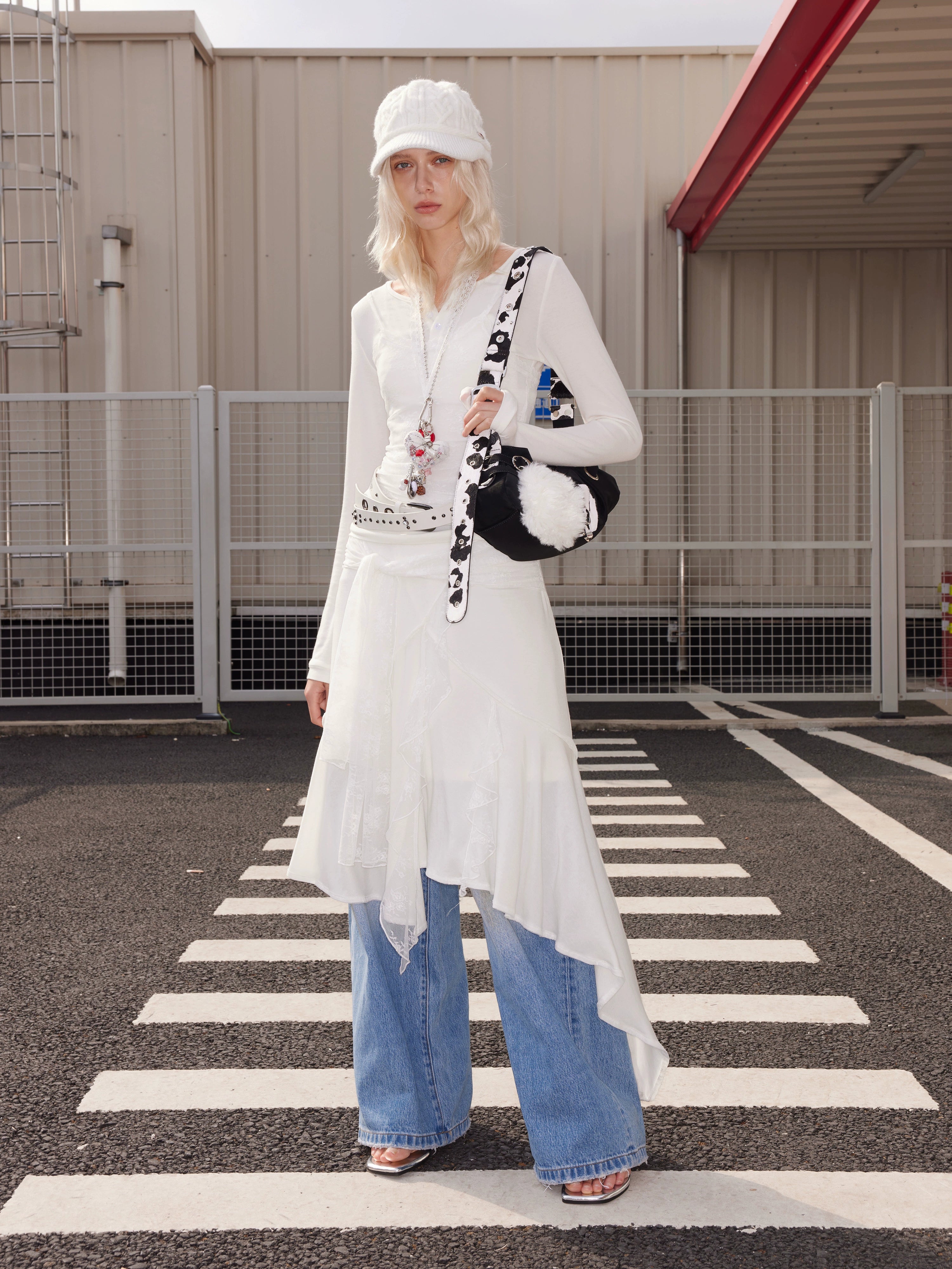 2th Desire原创设计蕾丝彩钻爱心朋克别针多戴法锁骨项链毛衣链