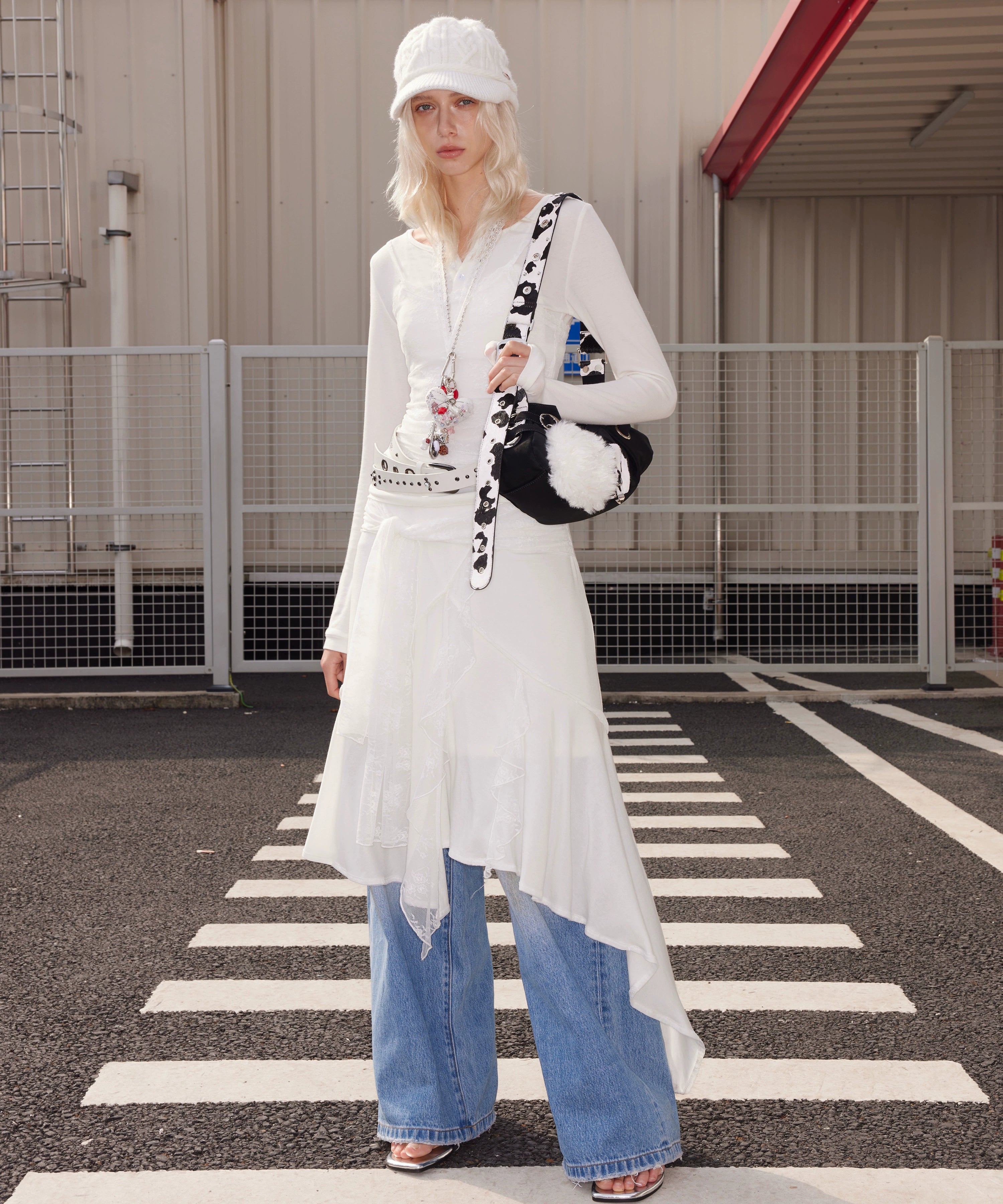 2th Desire原创设计蕾丝彩钻爱心朋克别针多戴法锁骨项链毛衣链