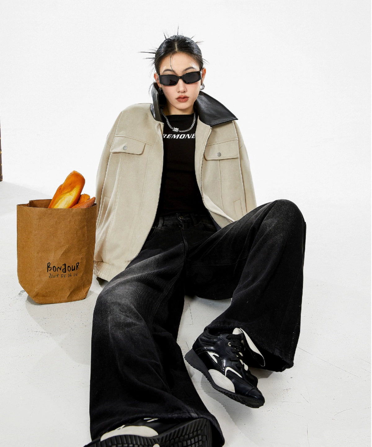 ICH MODE 美式复古巴恩风麂皮绒外套女2025新款秋冬工装夹克上衣