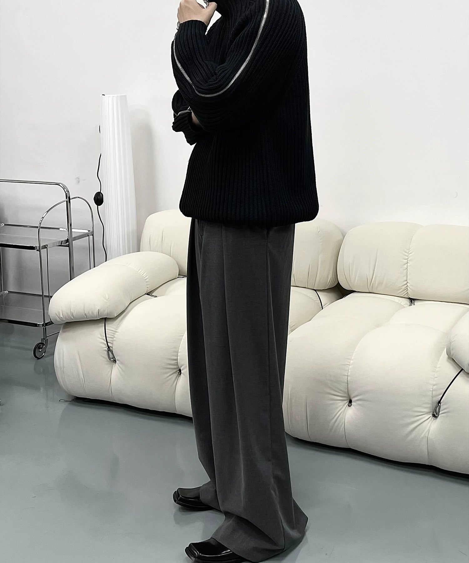 潮WOO专属TERRAINCOGNITA三拉链多变穿搭立领毛衣重磅休闲外套男