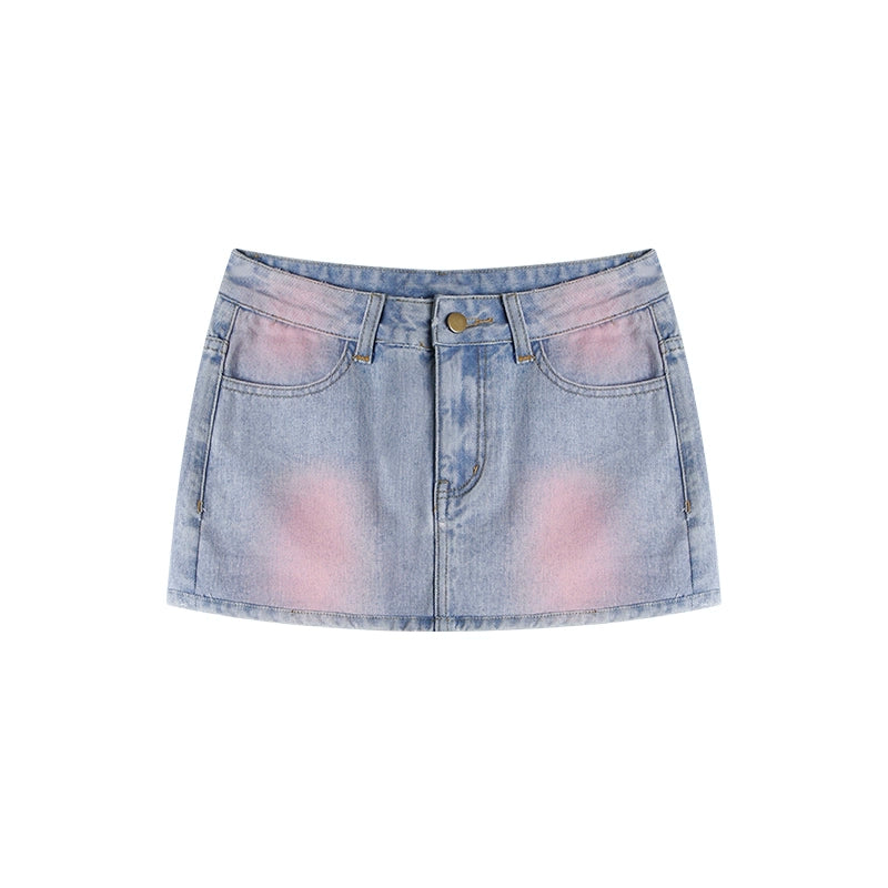 野生zero牛仔半身裙女夏季低腰显瘦设计感小众辣妹修身直筒短裙子