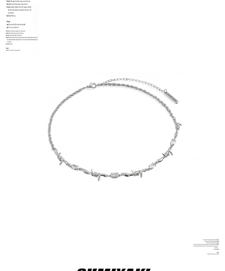 中性风十足！SUMIYAKI原创设计荆棘缠绕项链素链百搭通勤锁骨链