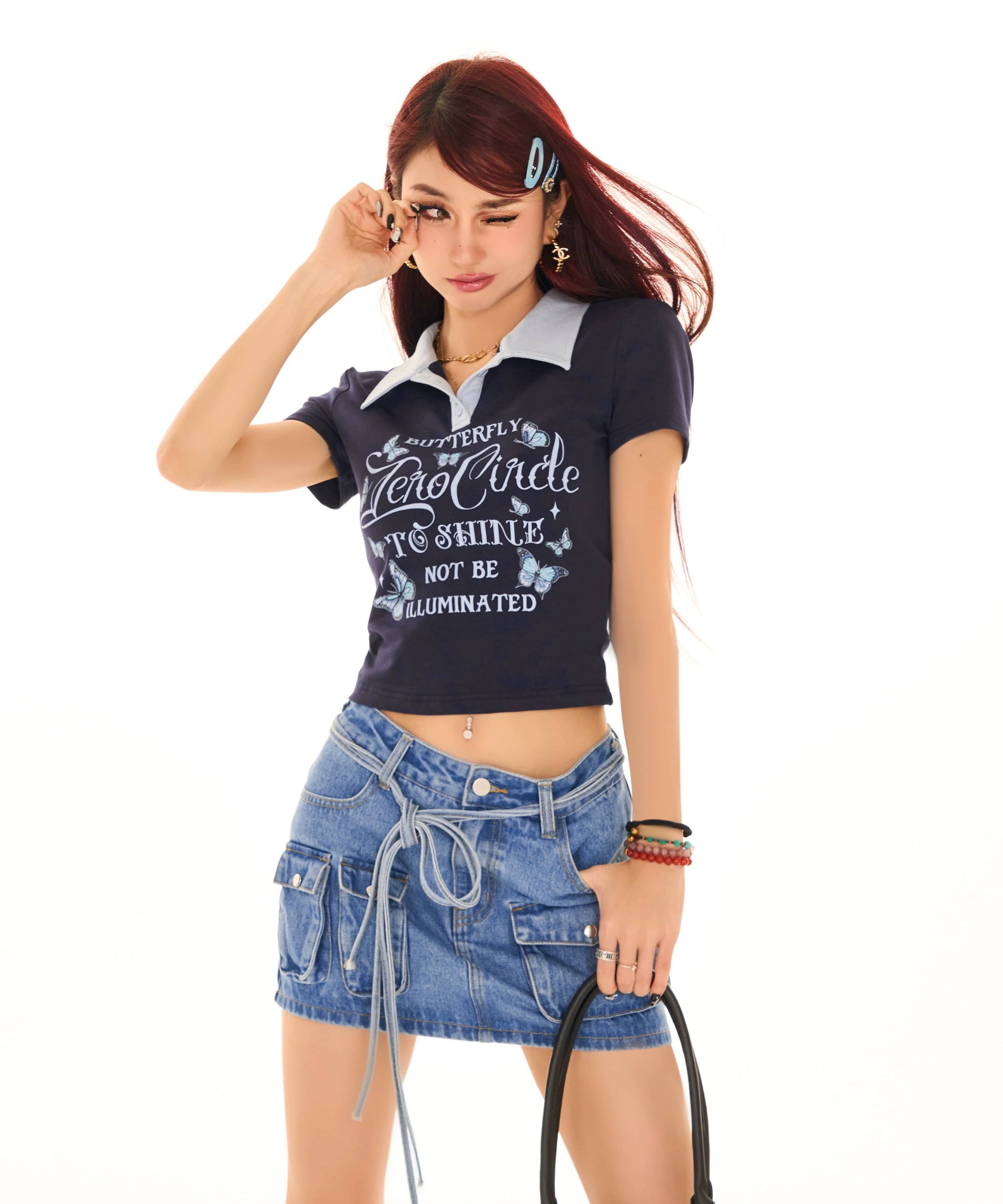 野生zerocircle 牛仔半身裙女秋设计感小众abg辣妹显瘦直筒短裙子