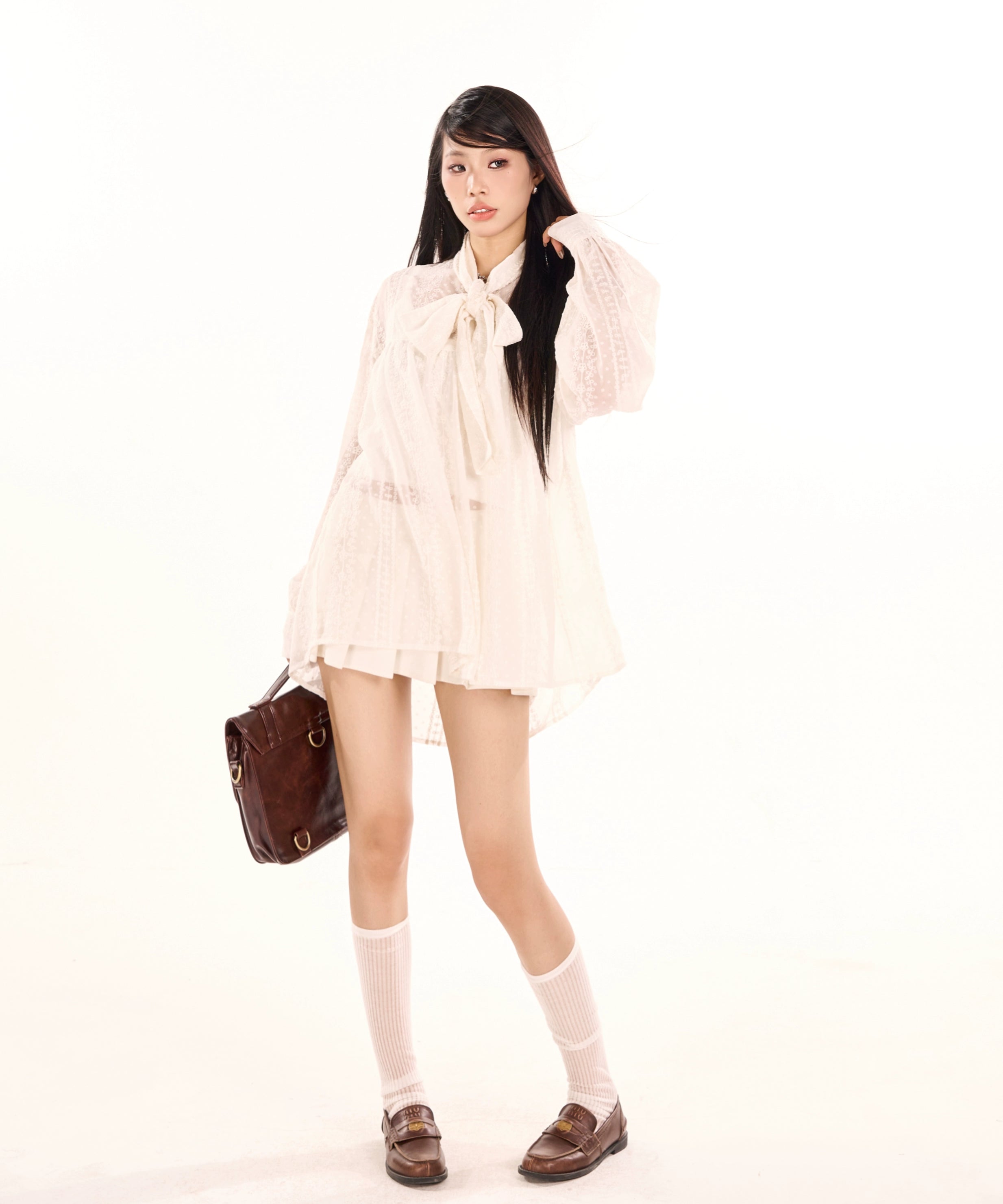 野生zerocircle白色衬衫叠穿两件套春秋吊带背心内搭宽松绑带上衣