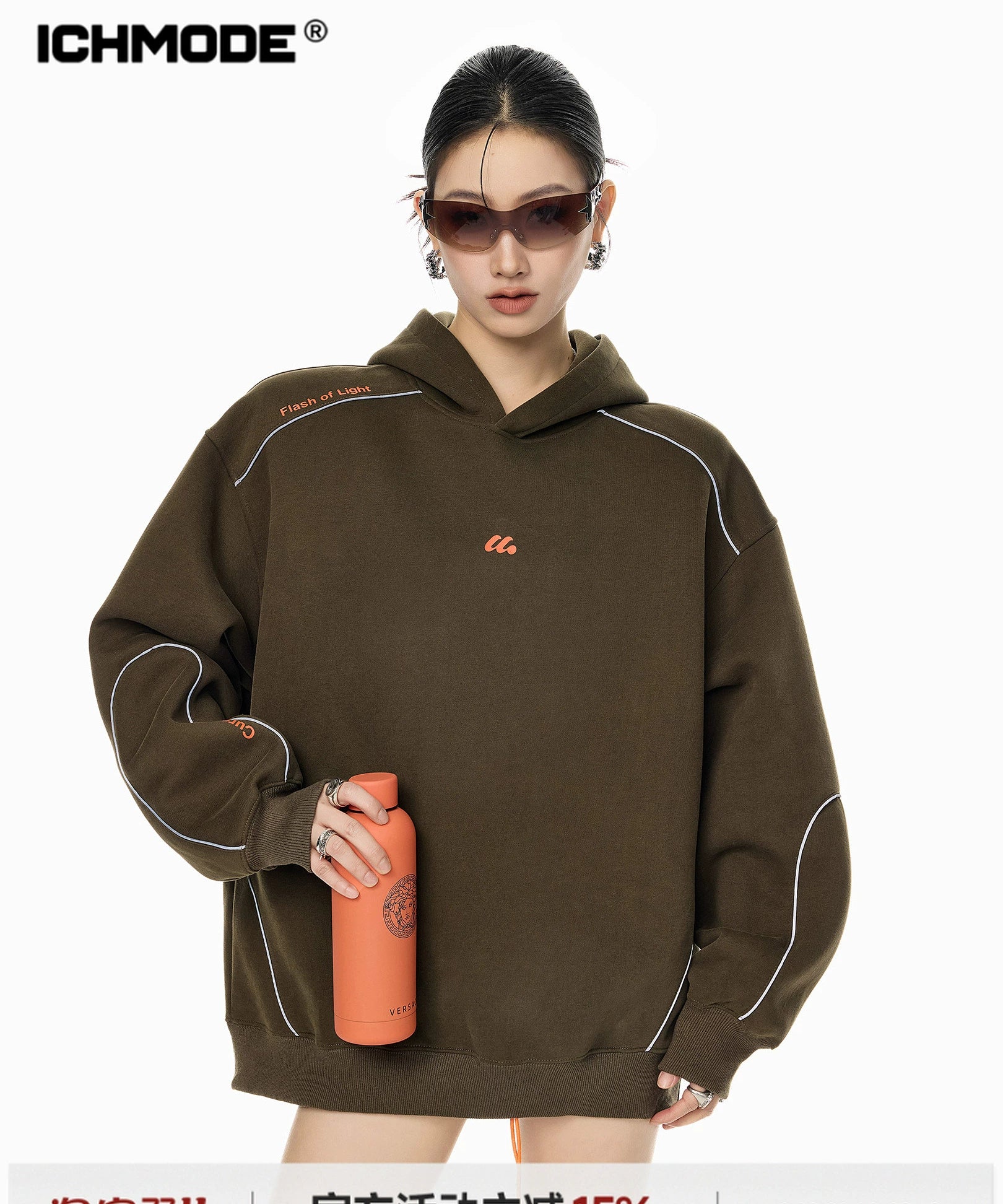 ICH MODE 美式复古宽松连帽卫衣女2025新款秋冬重磅休闲运动上衣