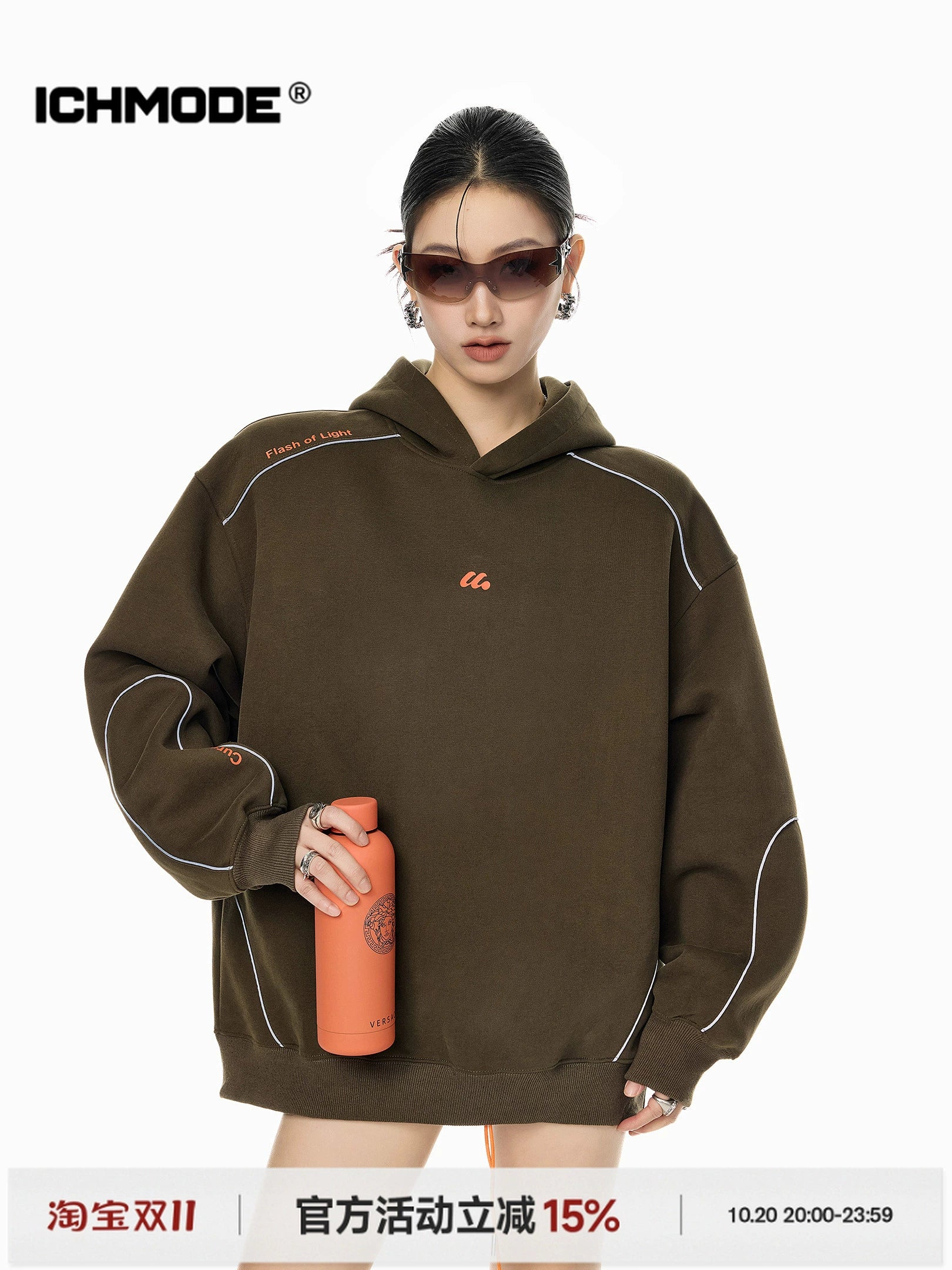 ICH MODE 美式复古宽松连帽卫衣女2025新款秋冬重磅休闲运动上衣