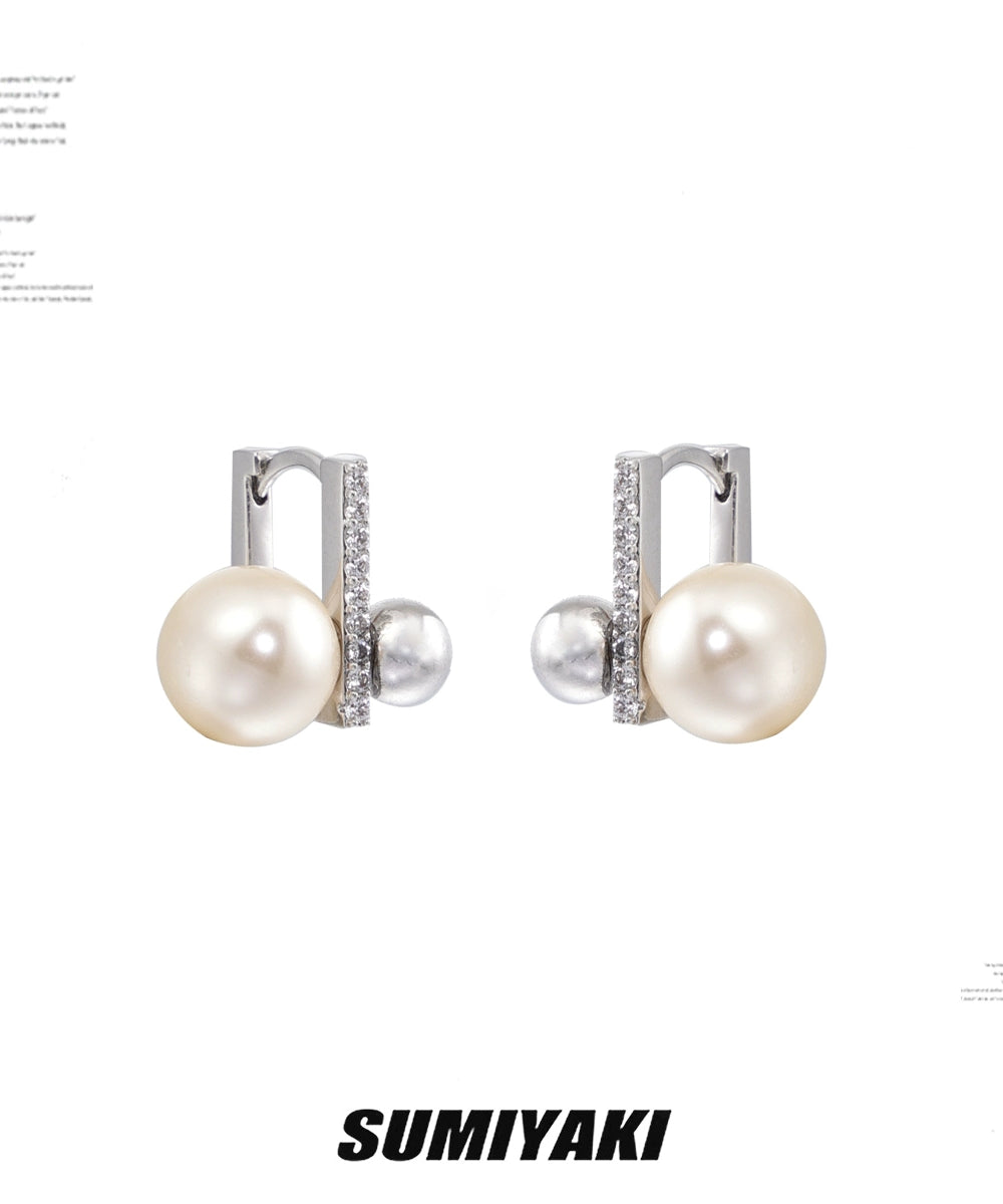 简约就是高级！SUMIYAKI原创双层方块珍珠耳钉精致简约百搭耳环