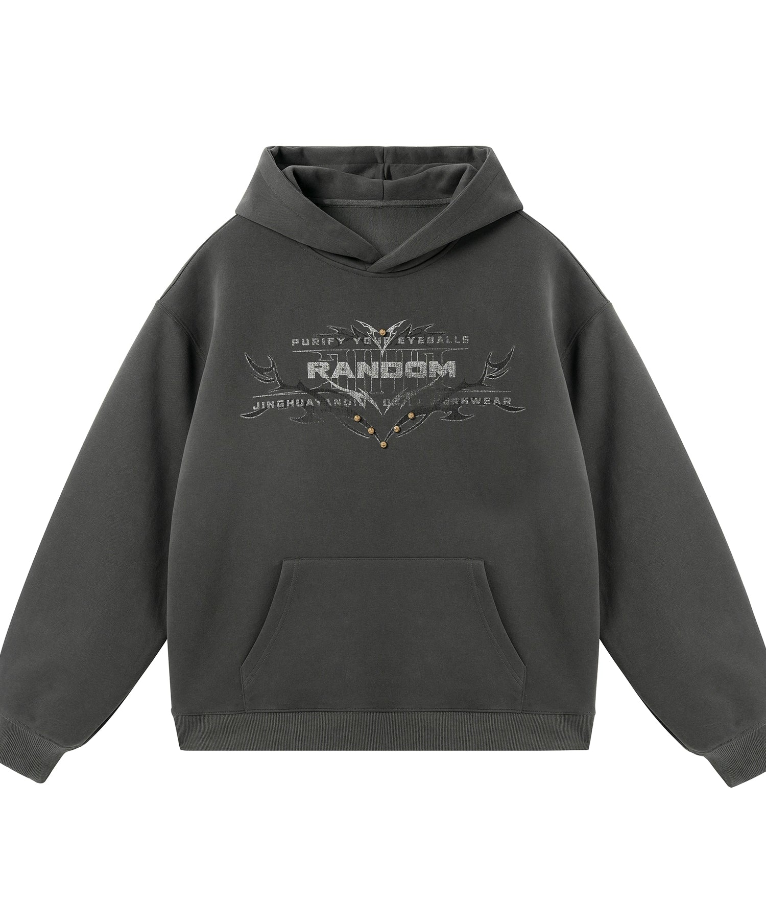 狐狸轮廓丨JHYQ美式复古铆钉字母印花连帽卫衣男秋季宽松休闲帽衫