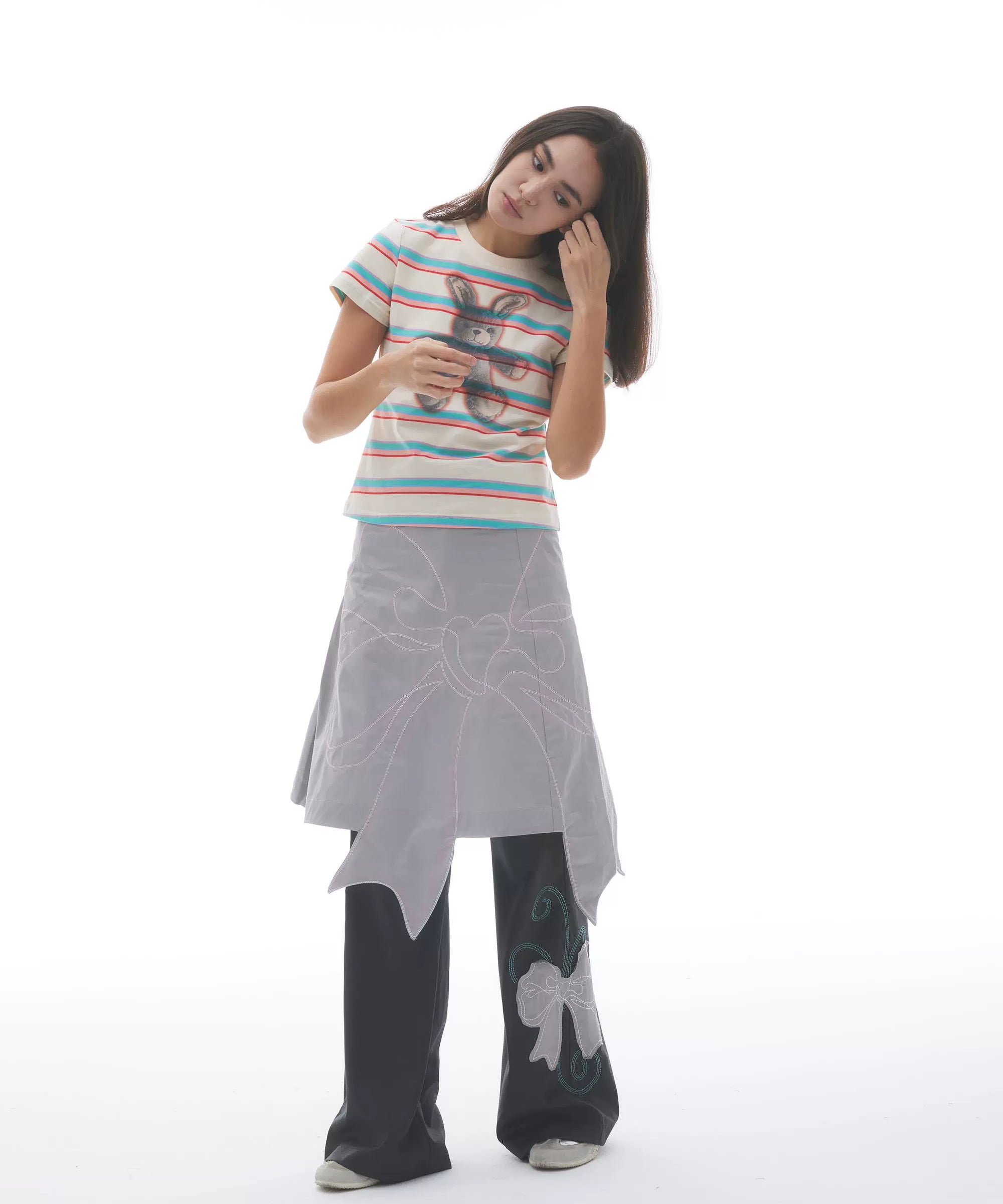 “莱贝特”| eeee朋克兔子T恤短款小众条纹Y2K辣妹风小众打底短恤