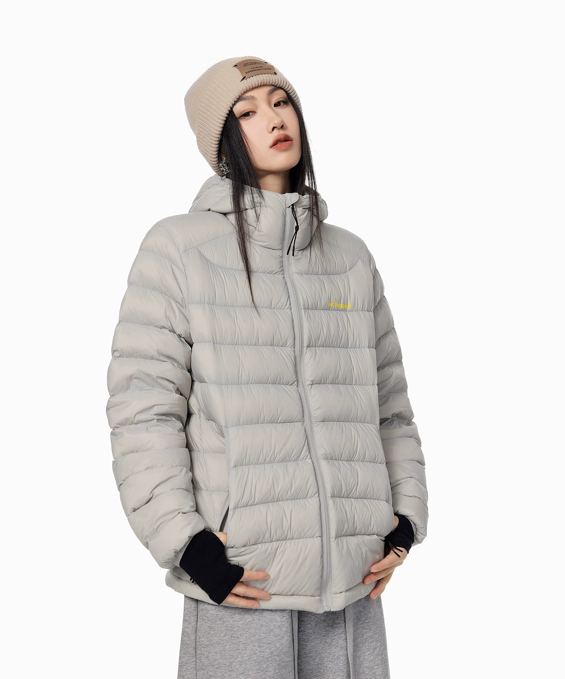 ICH MODE 美式复古90白鸭绒排骨羽绒服女冬季轻薄防寒连帽短外套