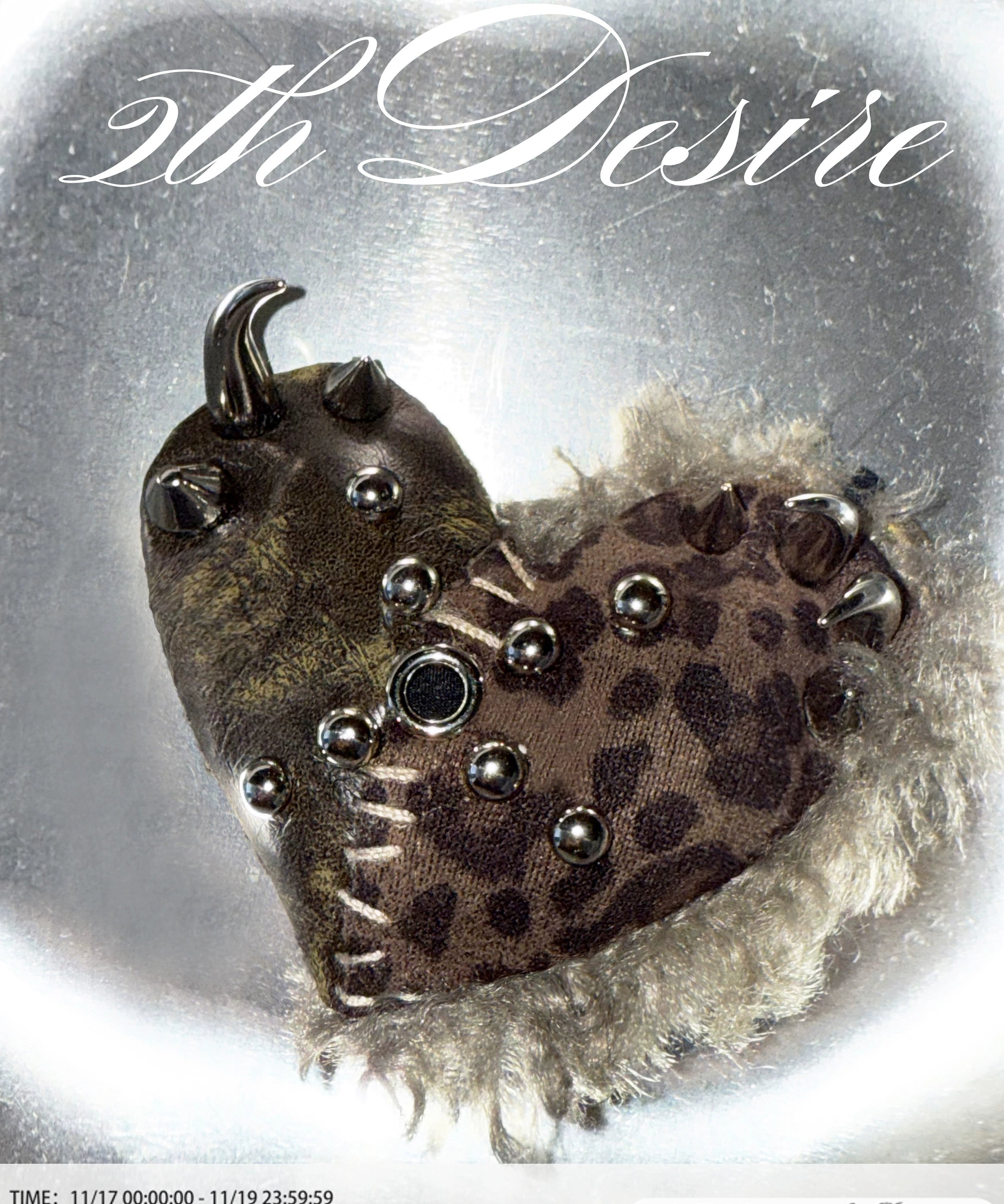 2th Desire原创手工编织独特设计感复古爱心毛毛豹纹铆钉包挂挂饰