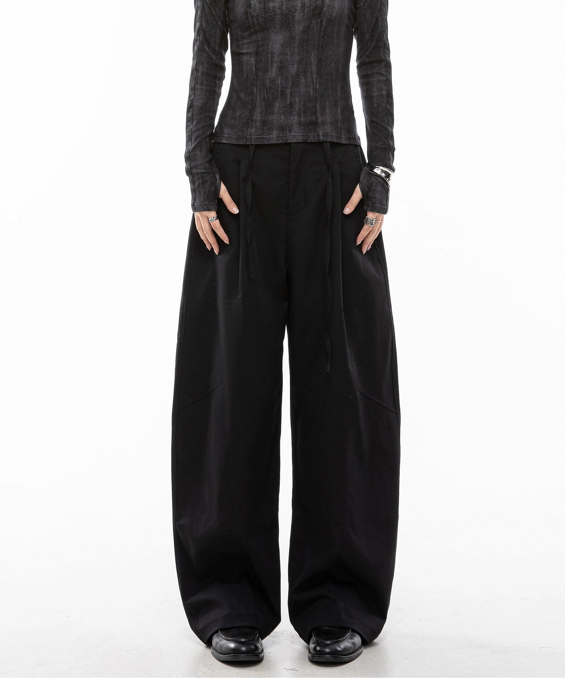 ICH MODE 美式复古弯刀休闲裤女宽松慵懒直筒裤子百搭阔腿运动裤