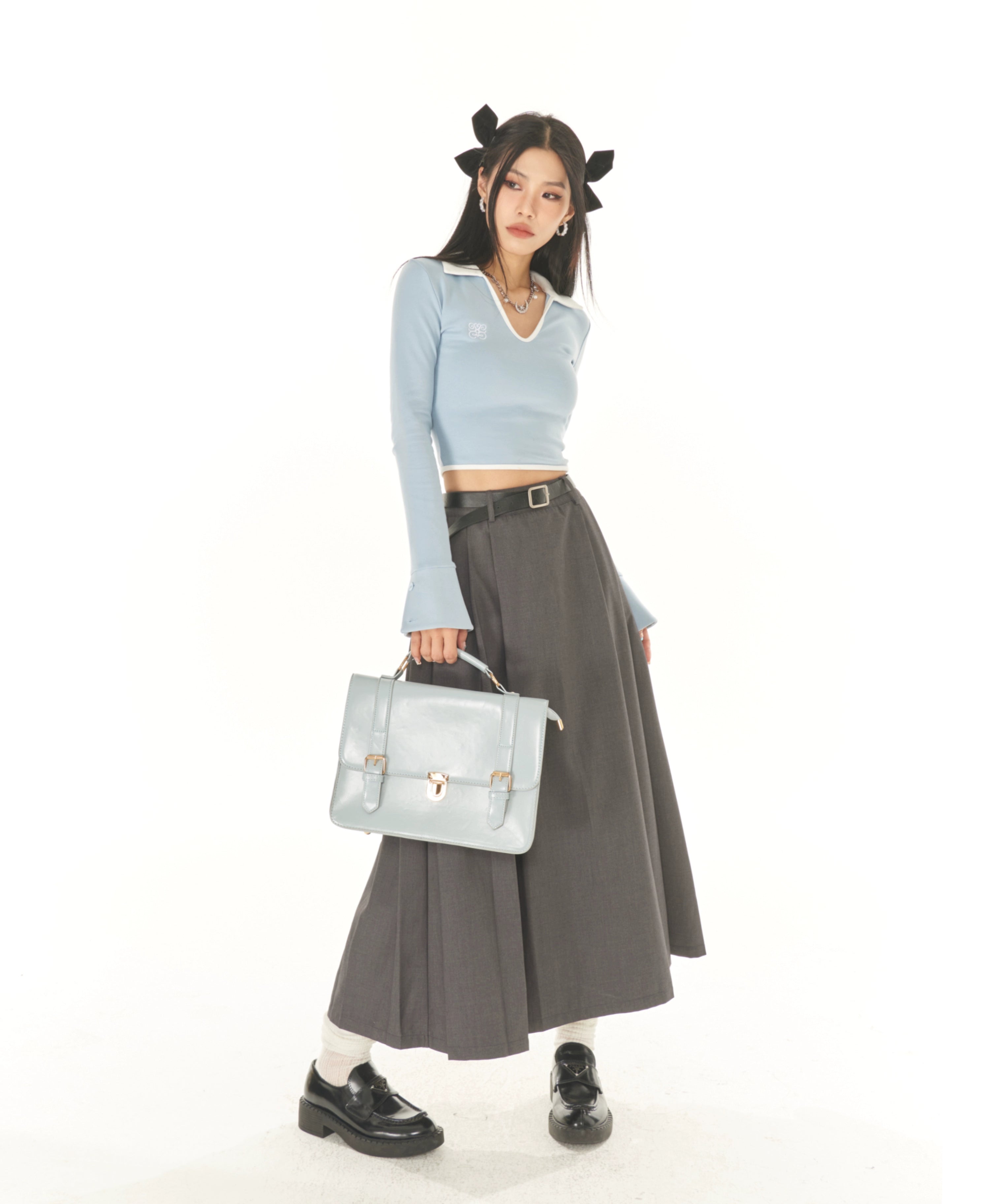 野生zerocircle灰色马面裙春夏季新款显瘦高级感百褶半身中长裙子