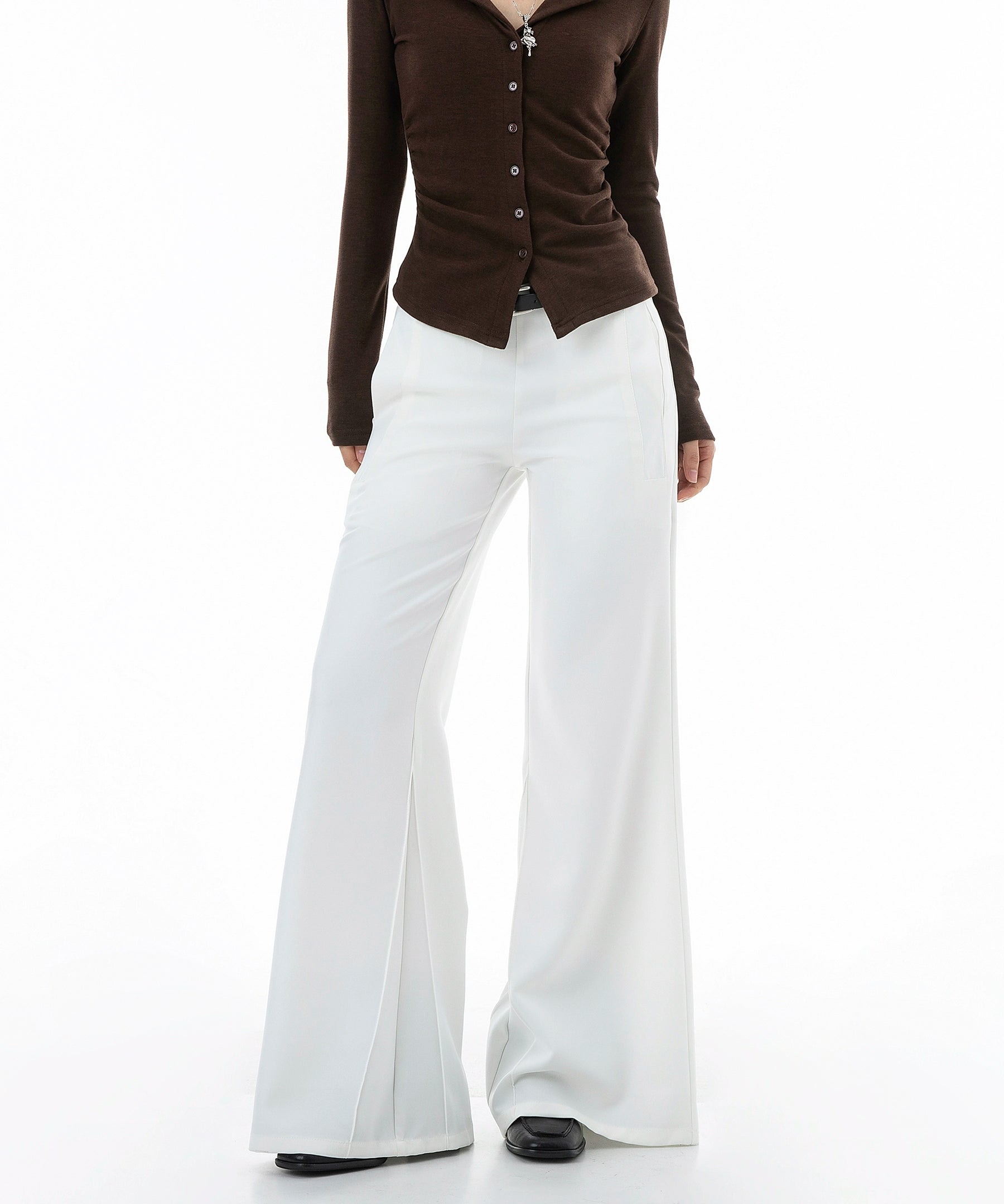 ICH MODE 美式复古低腰微喇休闲裤女宽松直筒长裤运动裤阔腿裤子